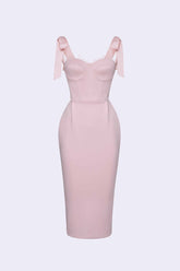 Pastel Pink Bodycon Bandage Midi Dress Dress