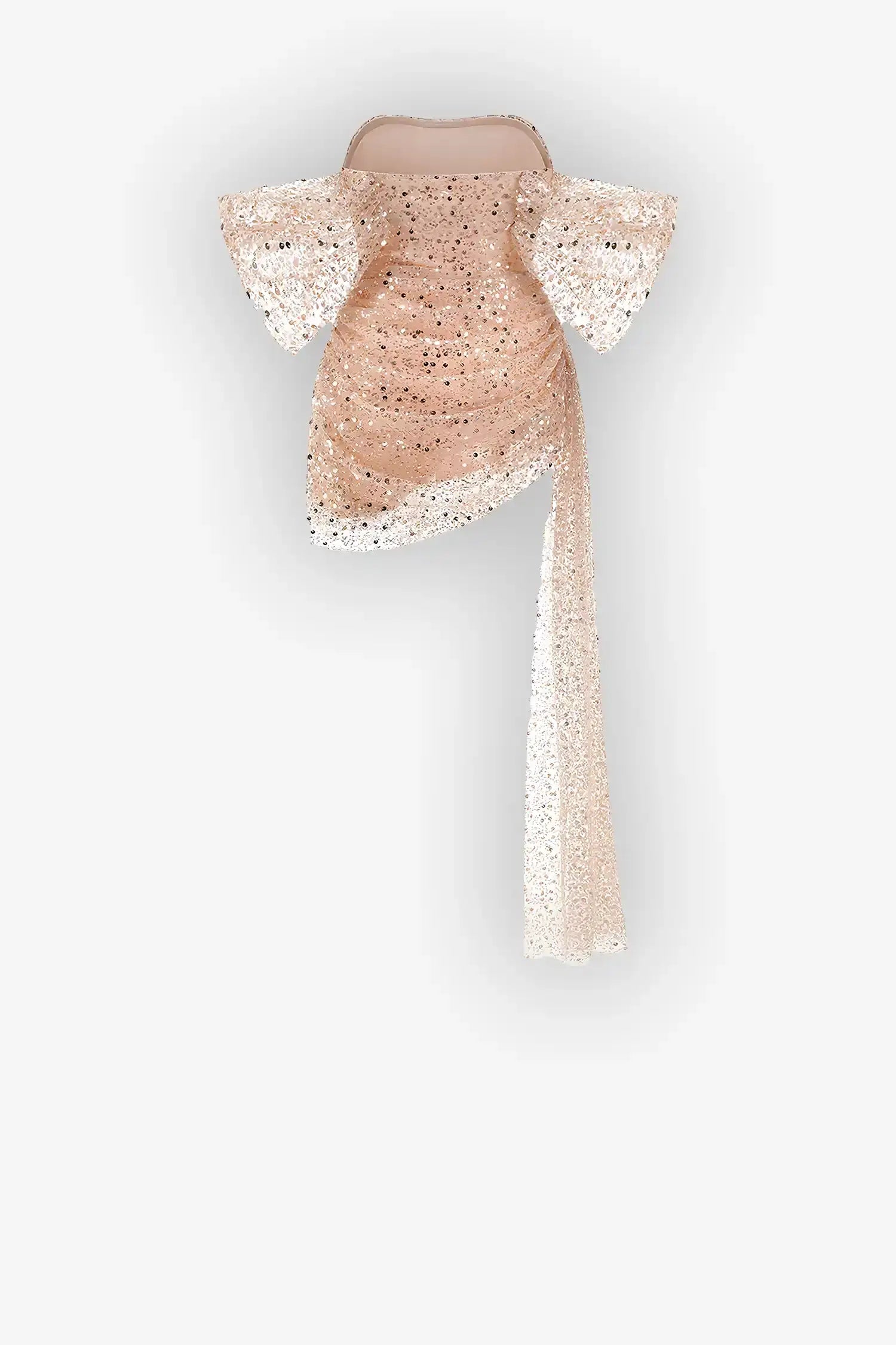 Peach Sequin Off The Shoulder Mini Dress Dress