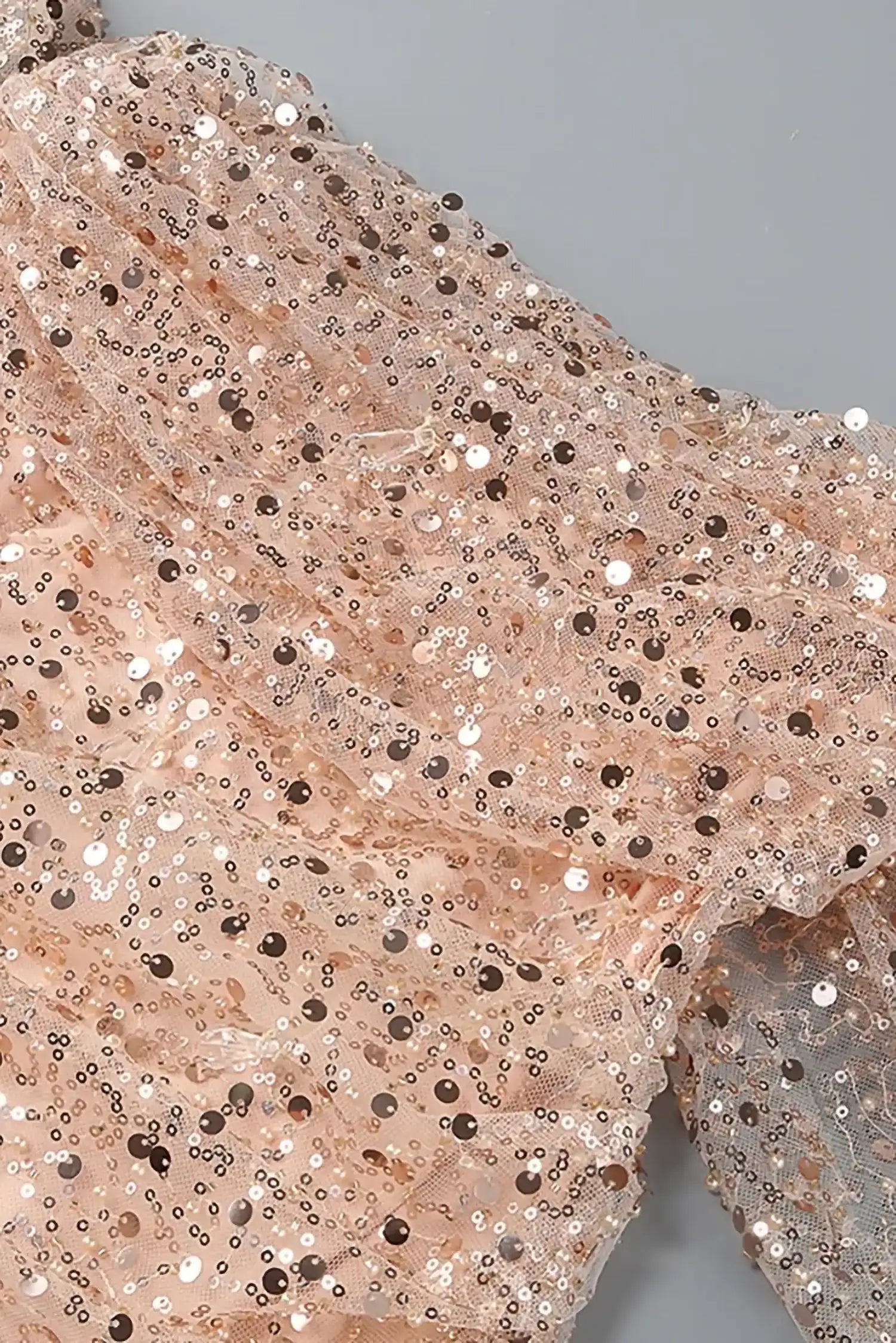 Peach Sequin Off The Shoulder Mini Dress Dress