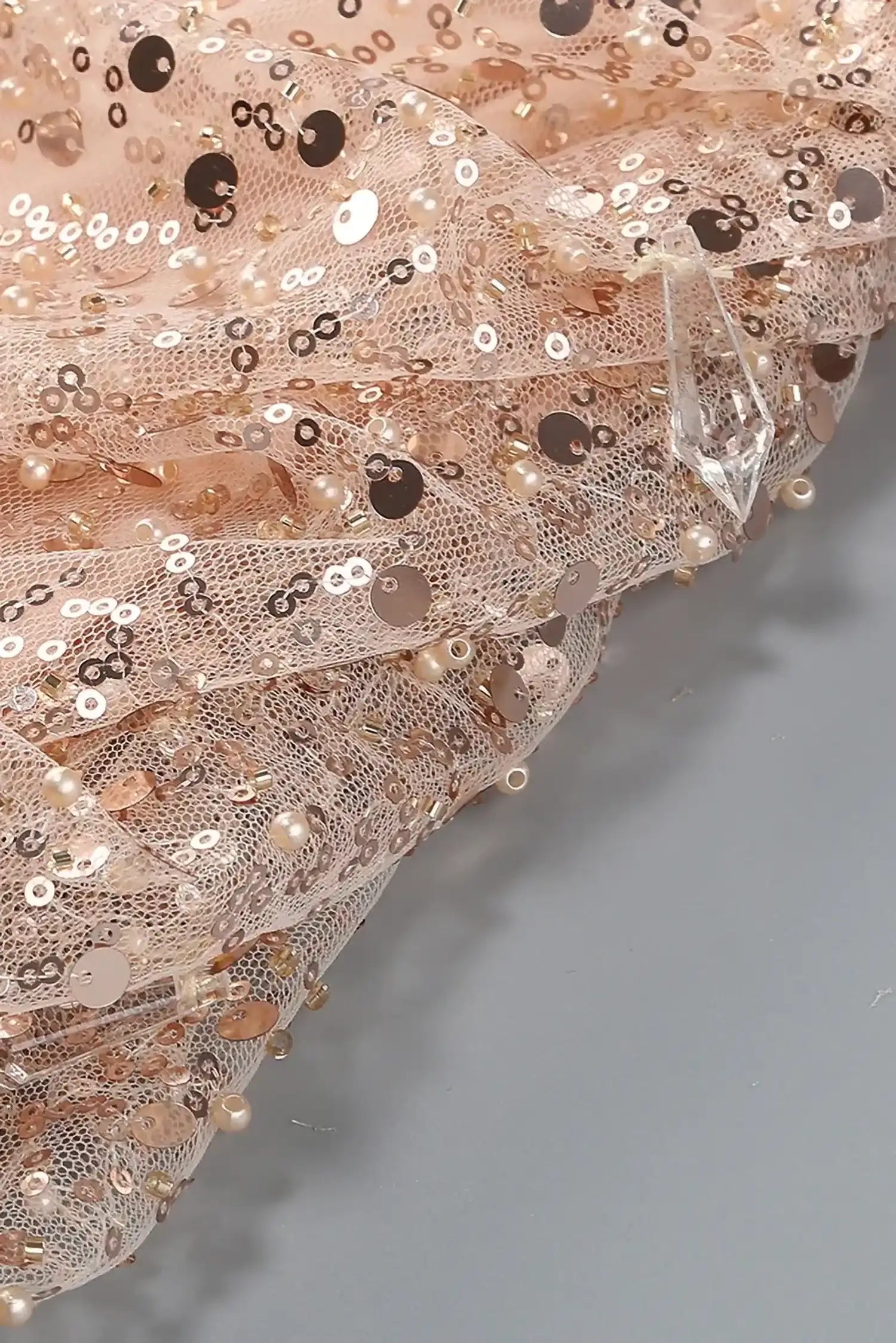 Peach Sequin Off The Shoulder Mini Dress Dress