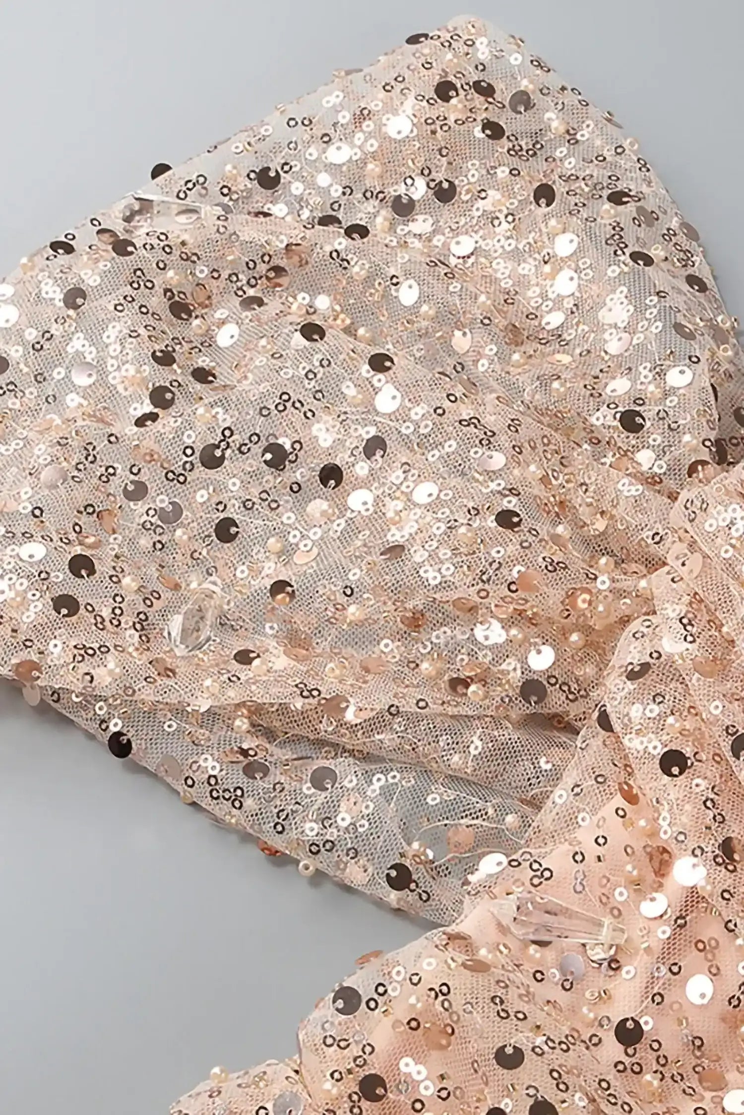 Peach Sequin Off The Shoulder Mini Dress Dress