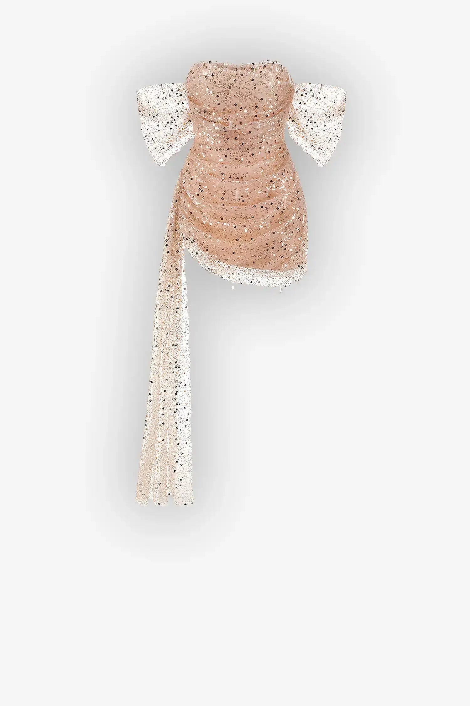 Peach Sequin Off The Shoulder Mini Dress Dress