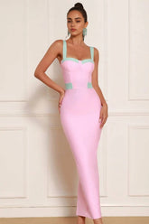 Pink Bandage Bodycon Maxi Dress