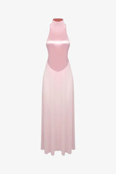 Pink High Neck Bodysuit Maxi Dress / Xs