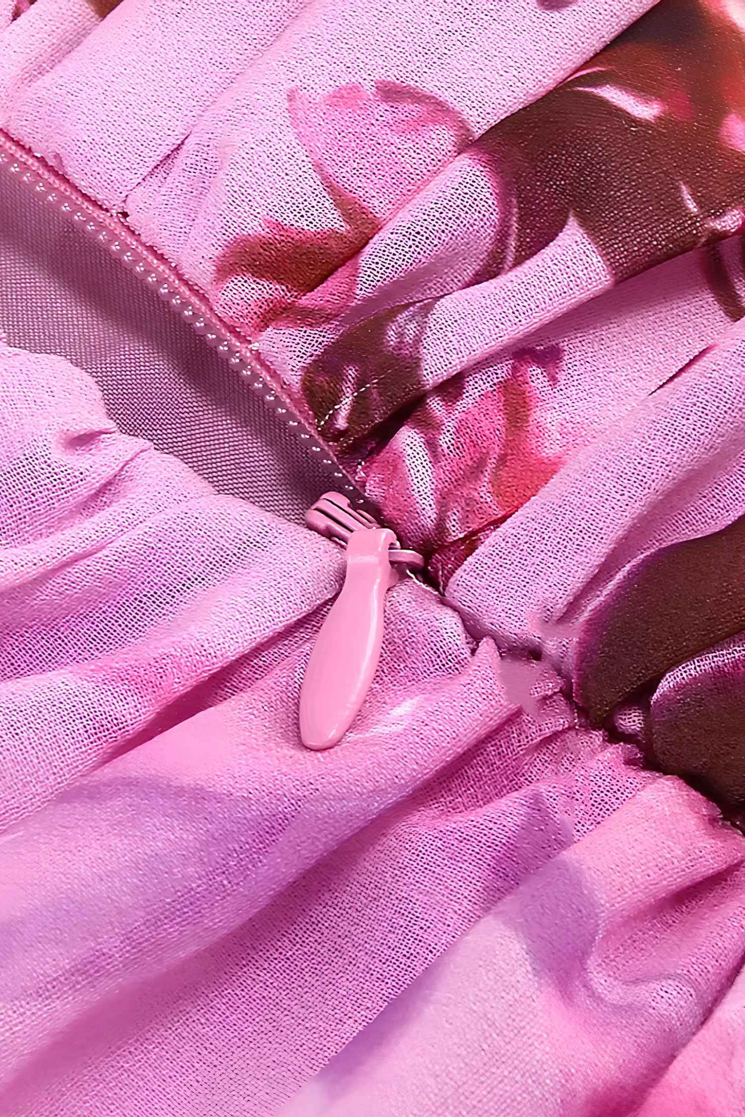 Pink Tulle Floral Ruffle Halter Maxi Dress Dress