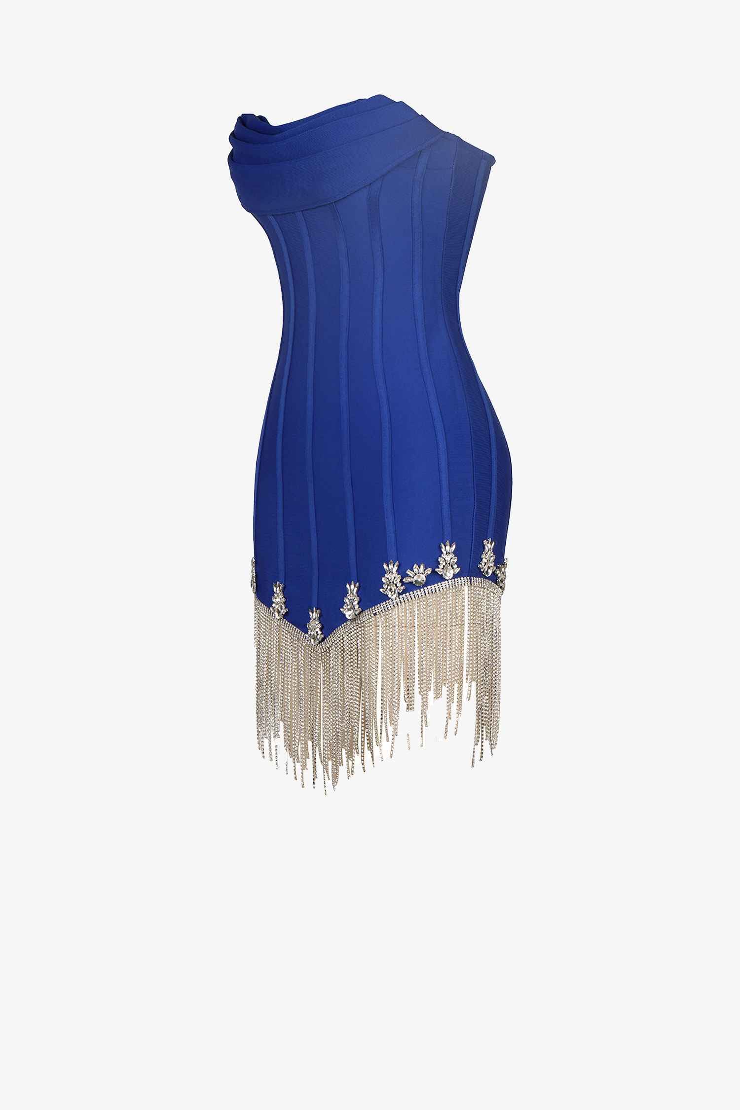 Royal Blue Strapless Fringe Mini Dress Dress