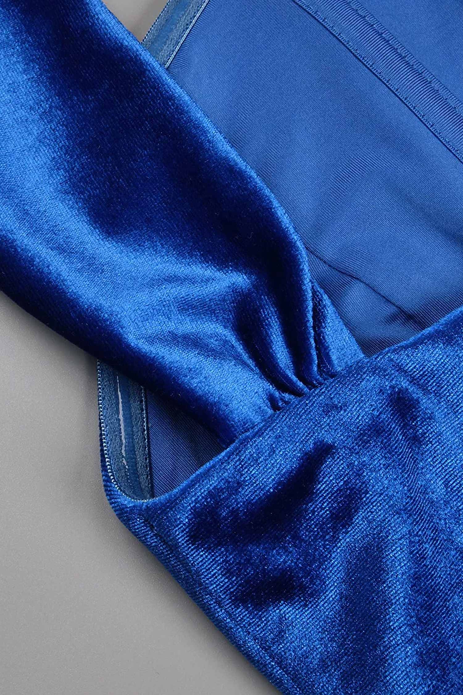 Royal Blue Velvet Halter Maxi Dress Dress