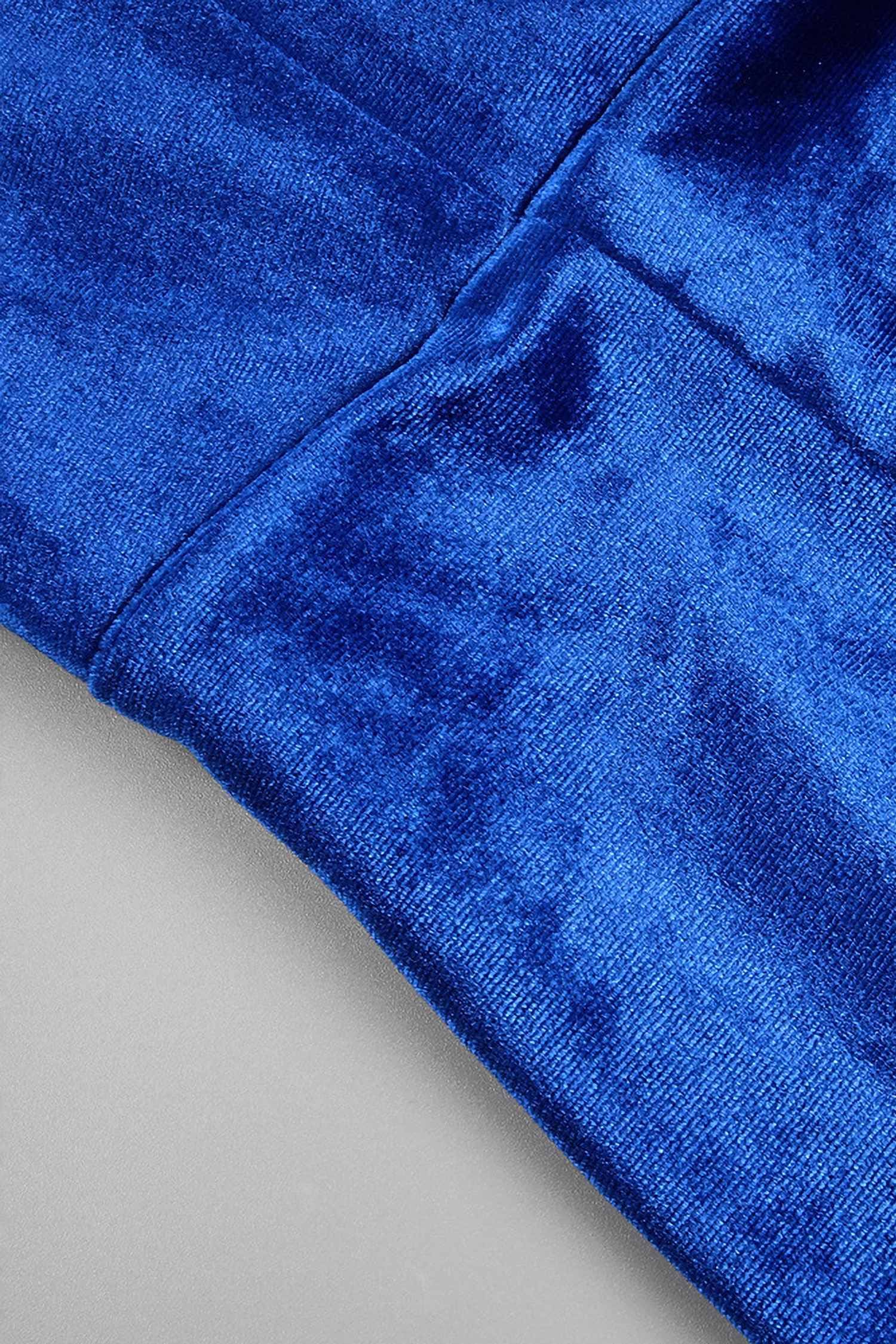 Royal Blue Velvet Halter Maxi Dress Dress