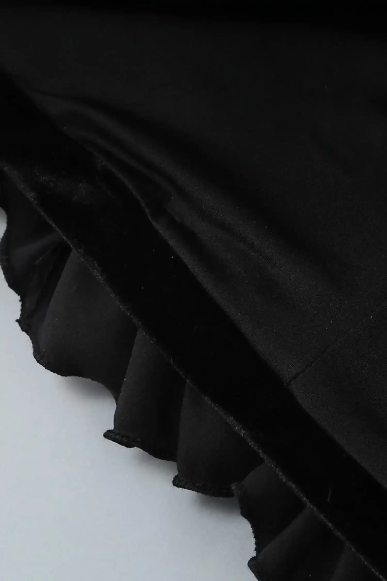 Two Piece Black Velvet Corset And Bubble Floral Skirt Dress