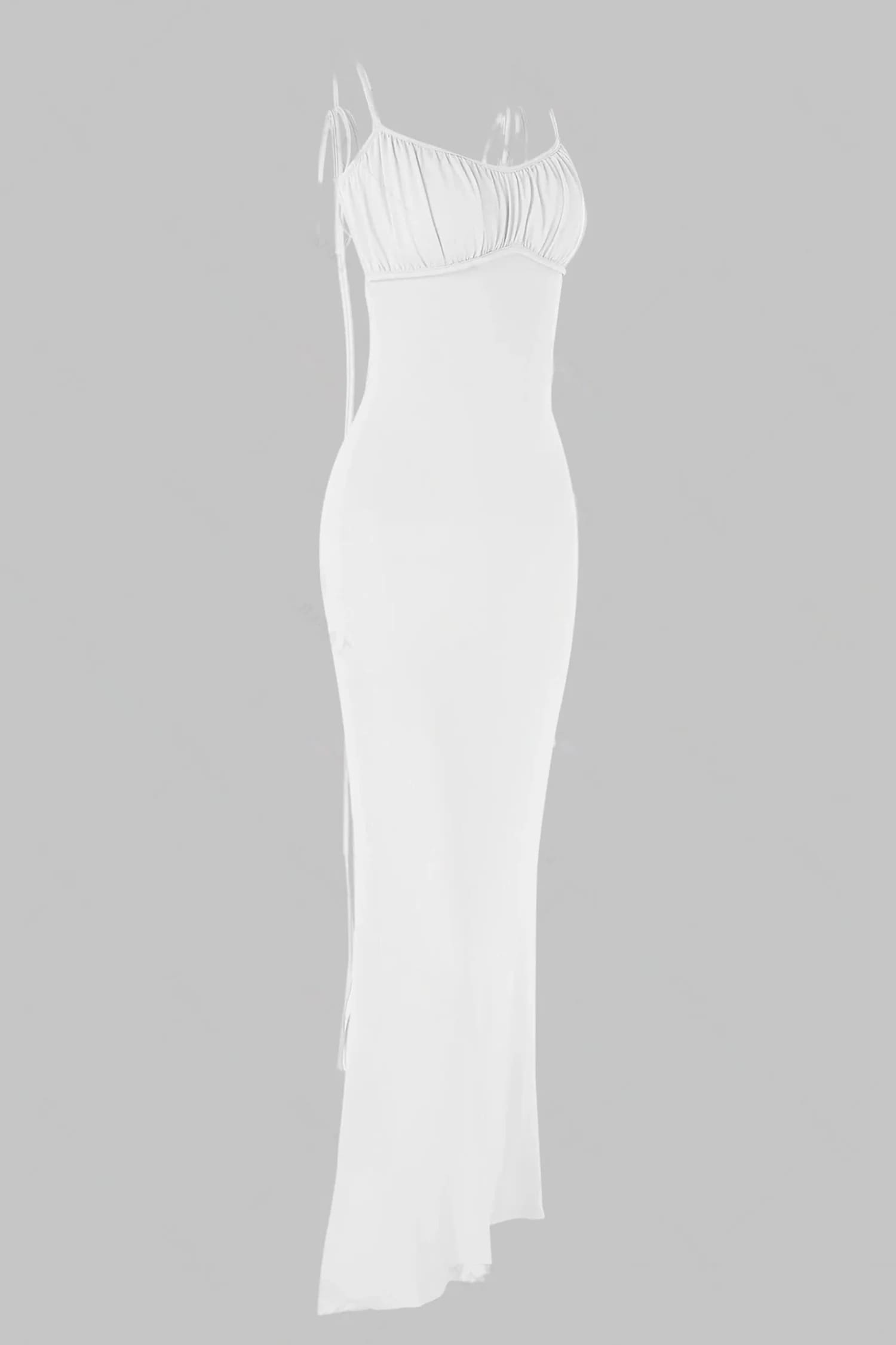 White Floor Length Backless Dress
