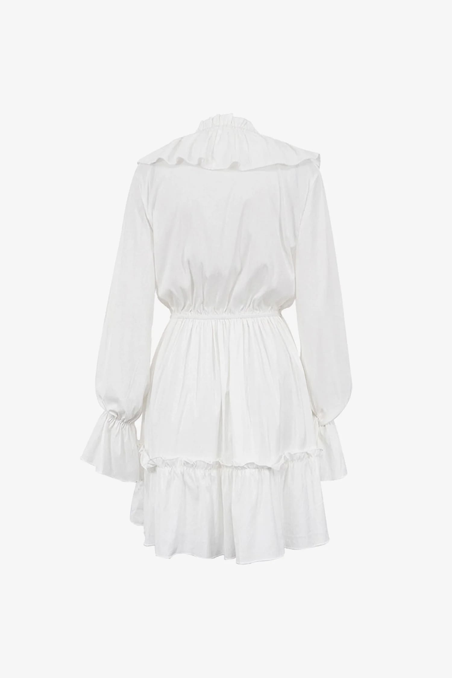 White Long Sleeve Ruffle Mini Dress