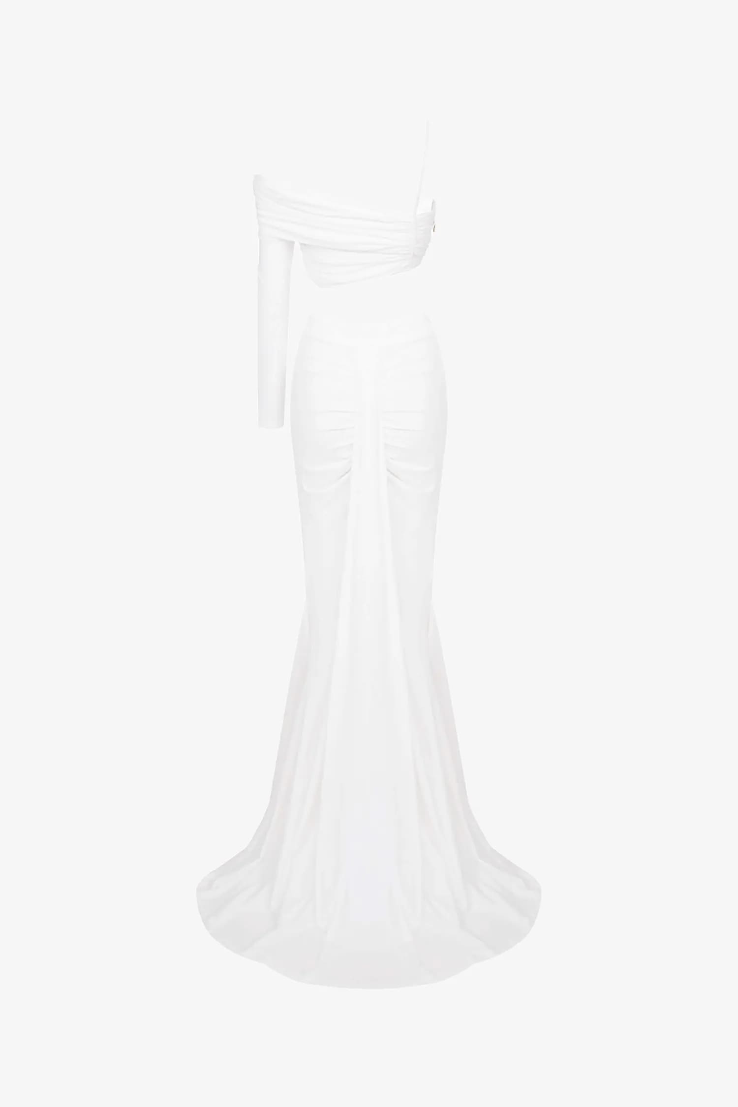 White One Shoulder Two Piece Mermaid Dress