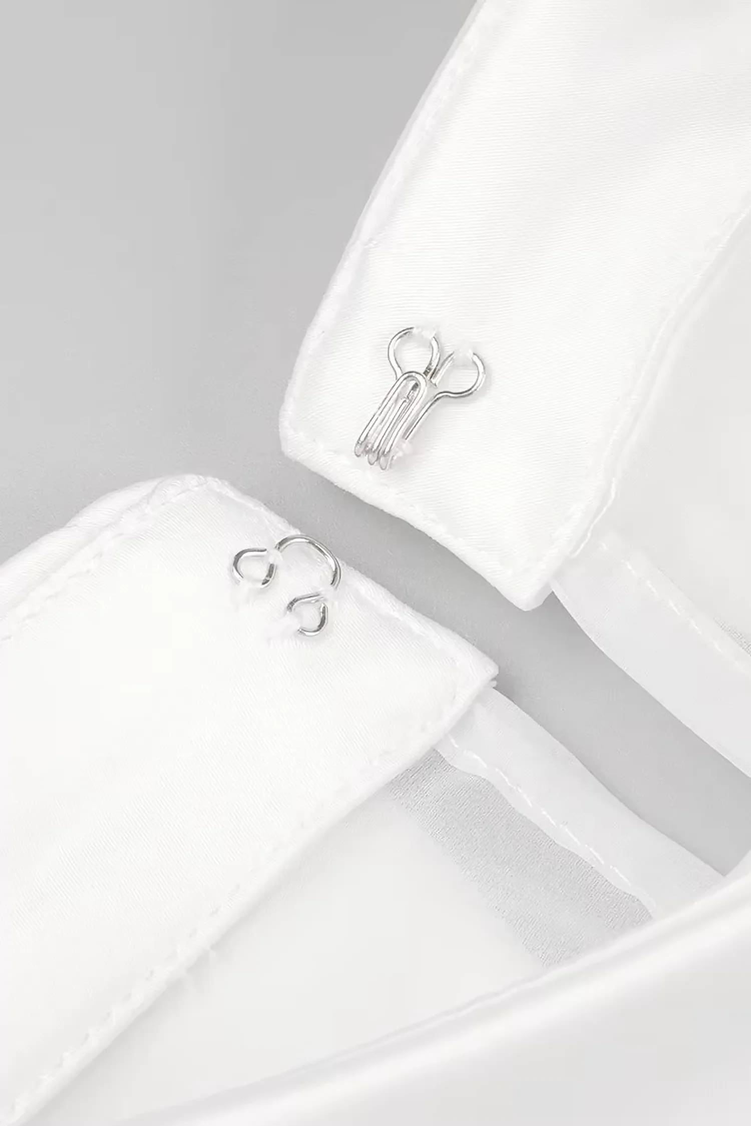 White Satin Fit & Flare Collared Mini Dress