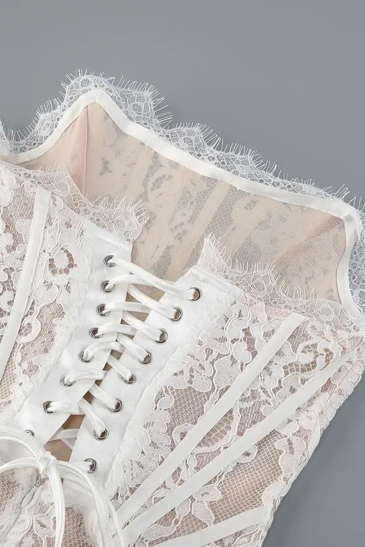 White Strapless Lace Corset Mini Dress Dress