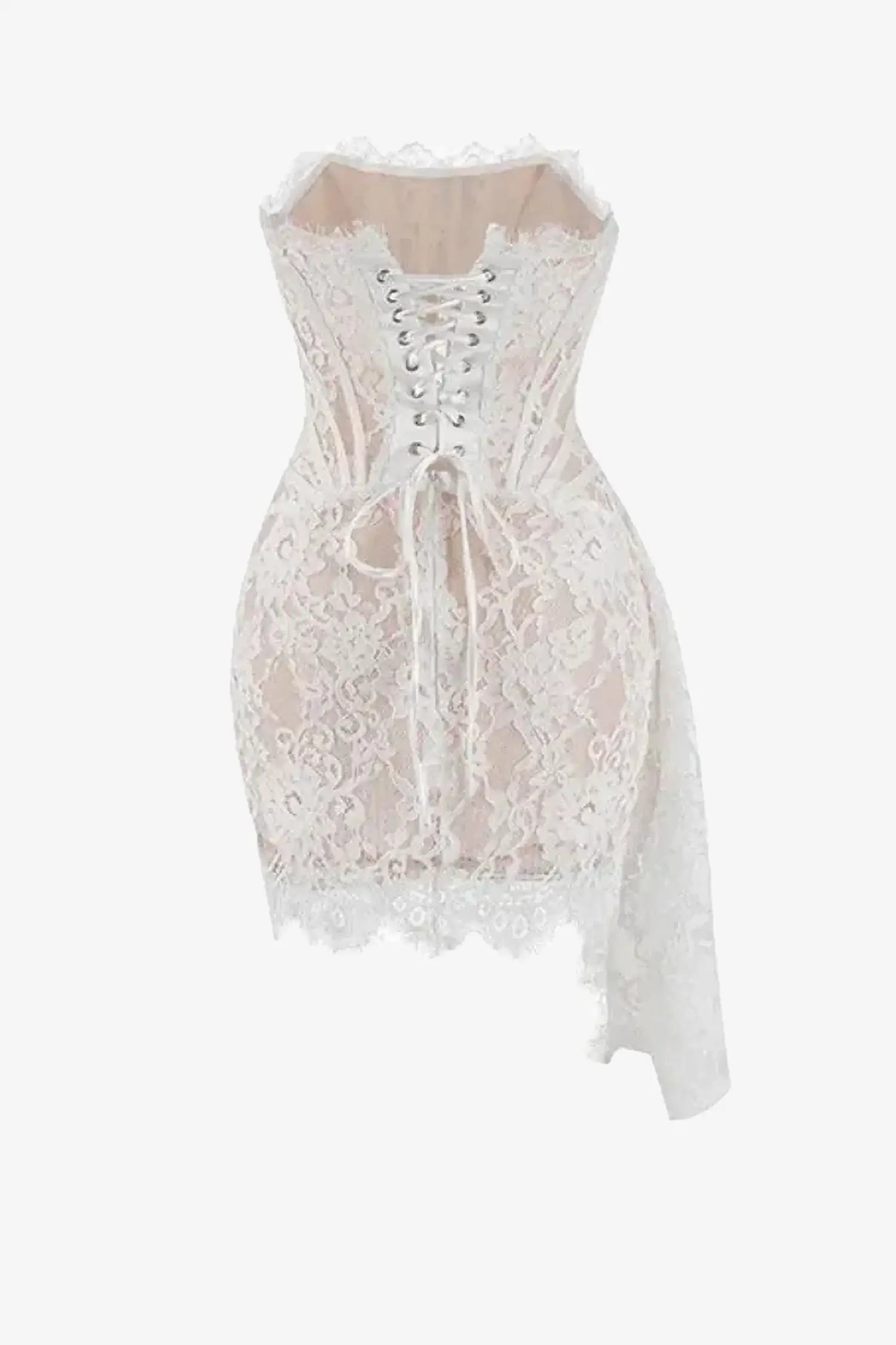 White Strapless Lace Corset Mini Dress Dress