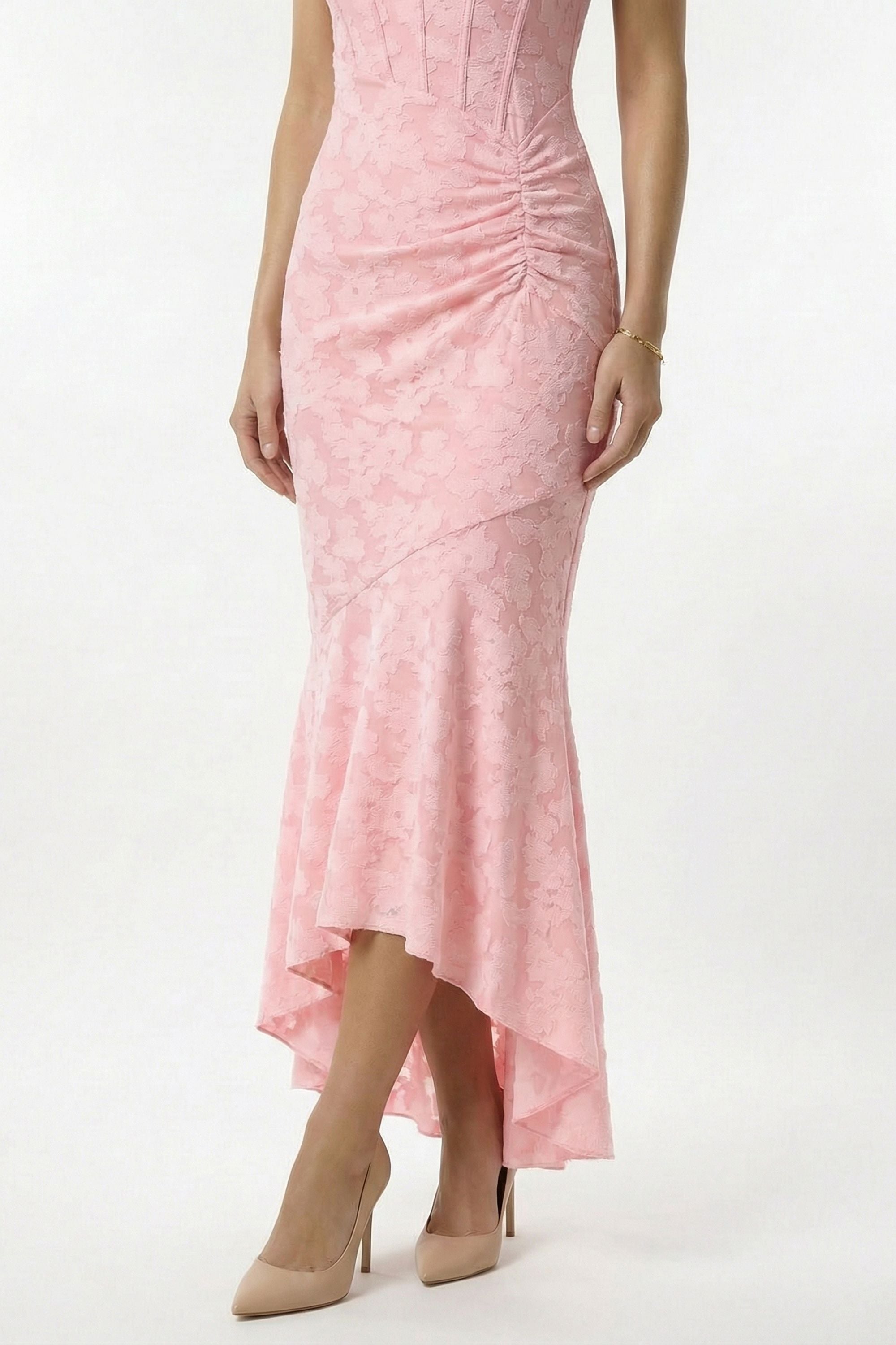 Pink Floral Mermaid Maxi Dress - Dress