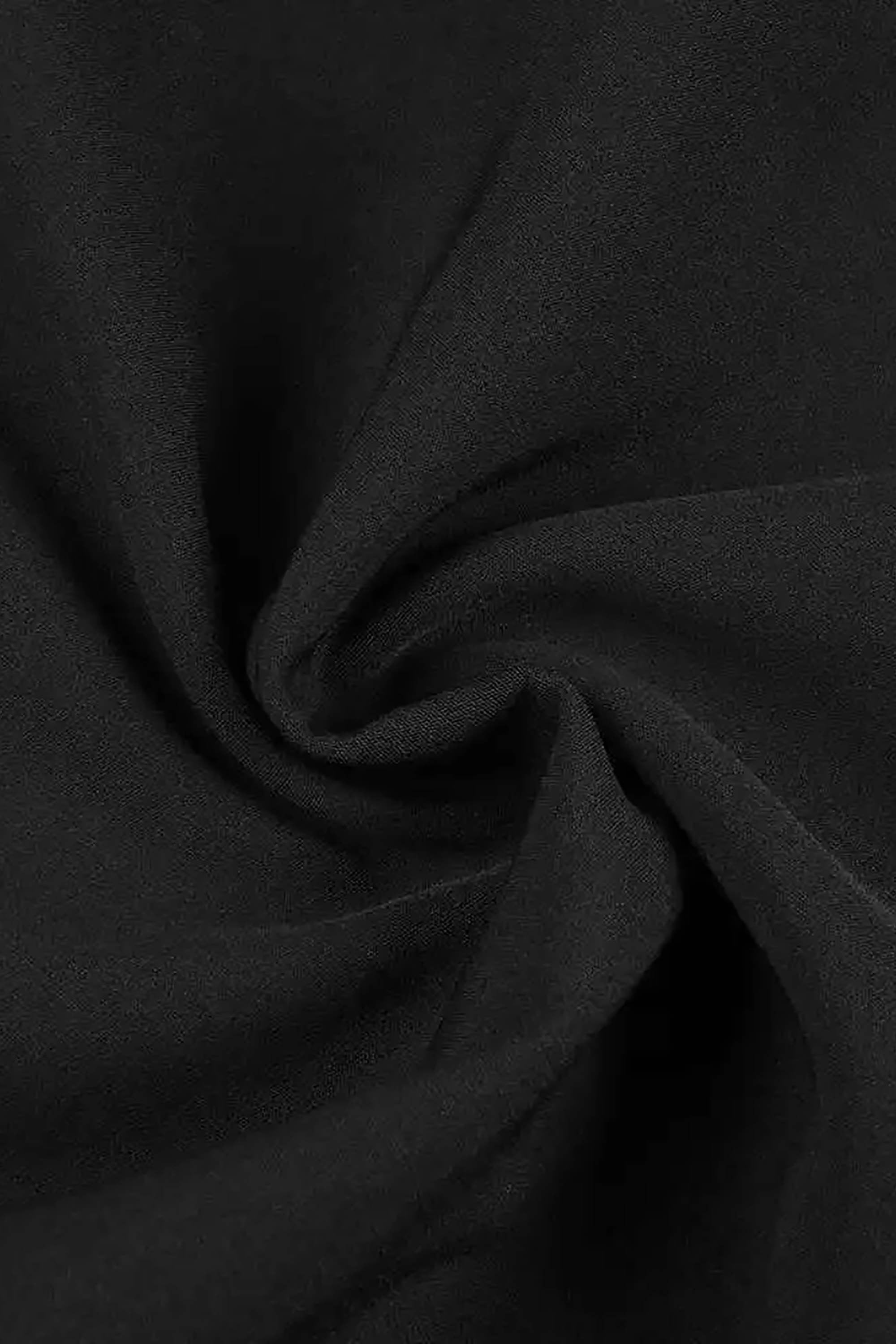 Black Asymmetrical Mock Neck Plitted A-line Maxi Dress Dress