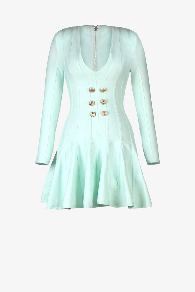 Mint Green Long Sleeve Skater Dress Green / M