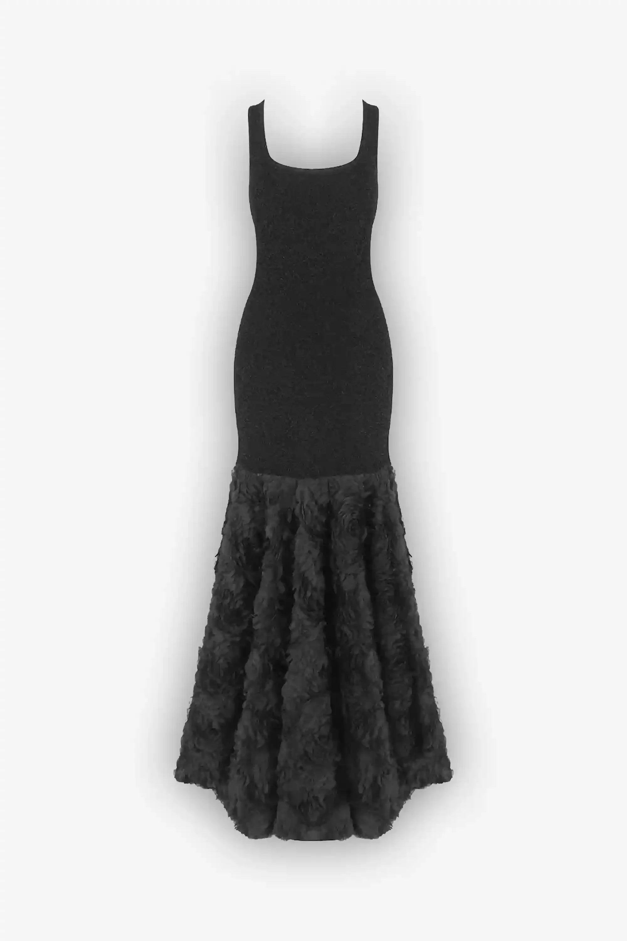 Black Glitter Rose Mermaid Dress Dress