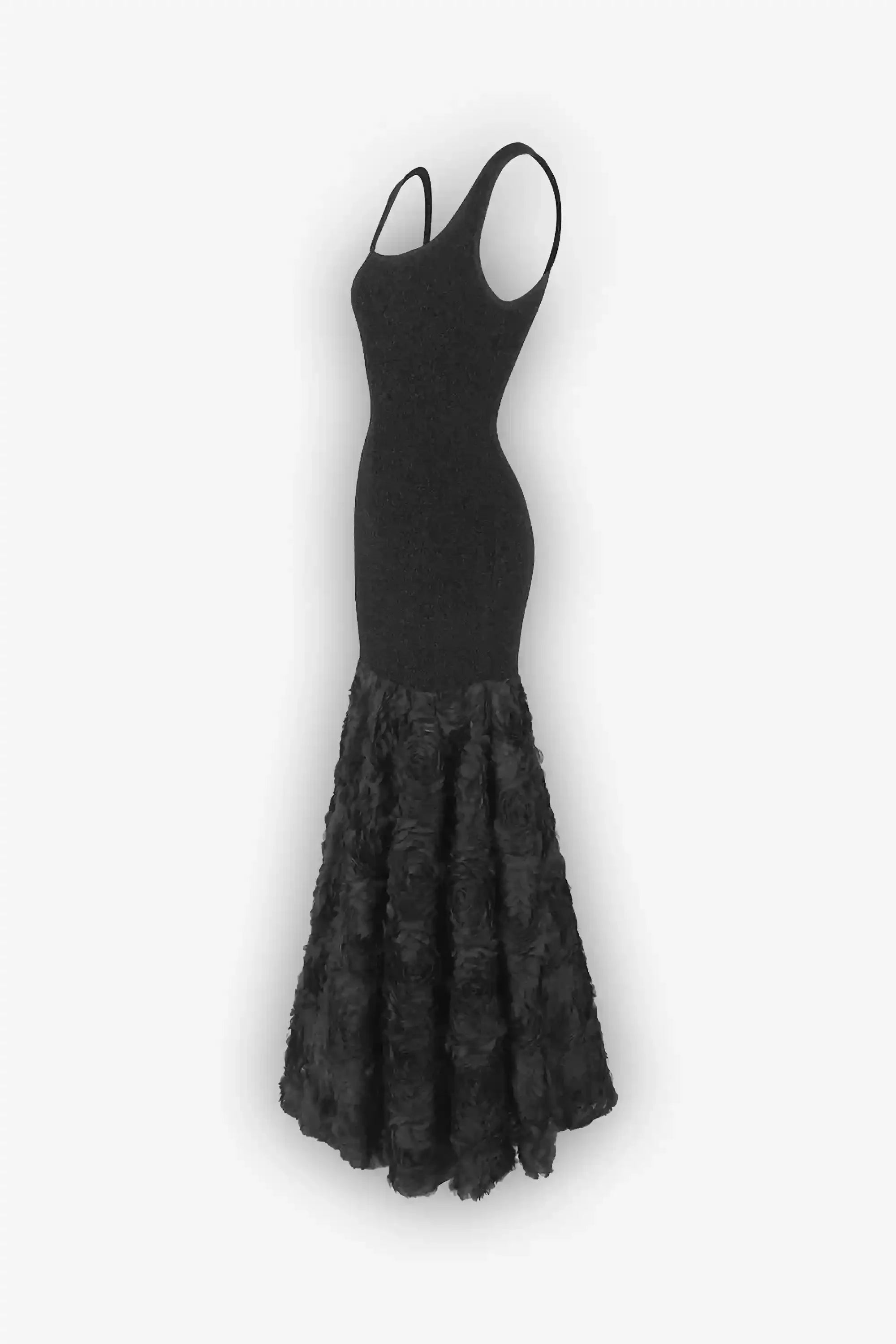 Black Glitter Rose Mermaid Dress Dress