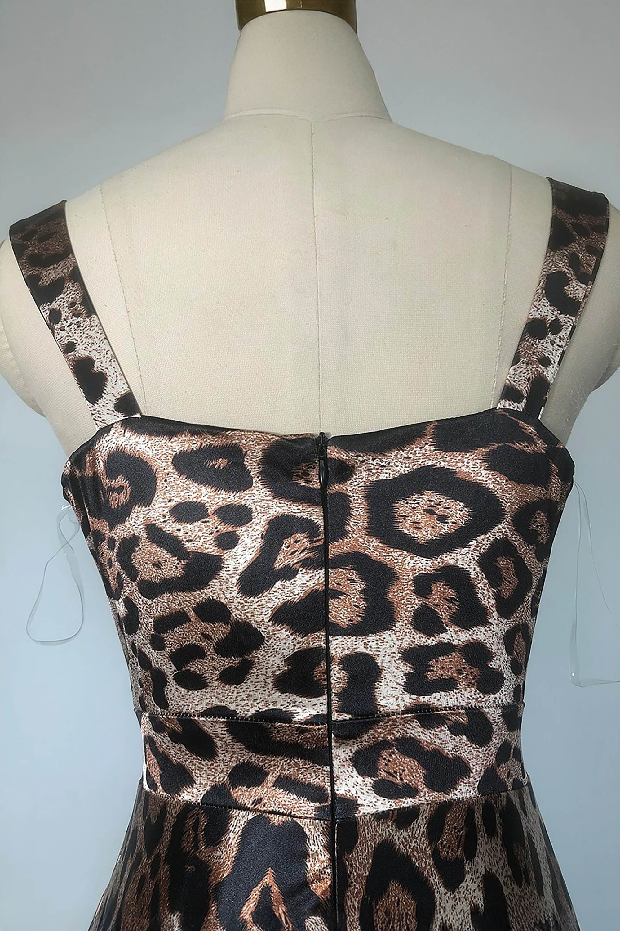 Leopard Print Sweetheart Neck Bodycon Maxi Dress Dress