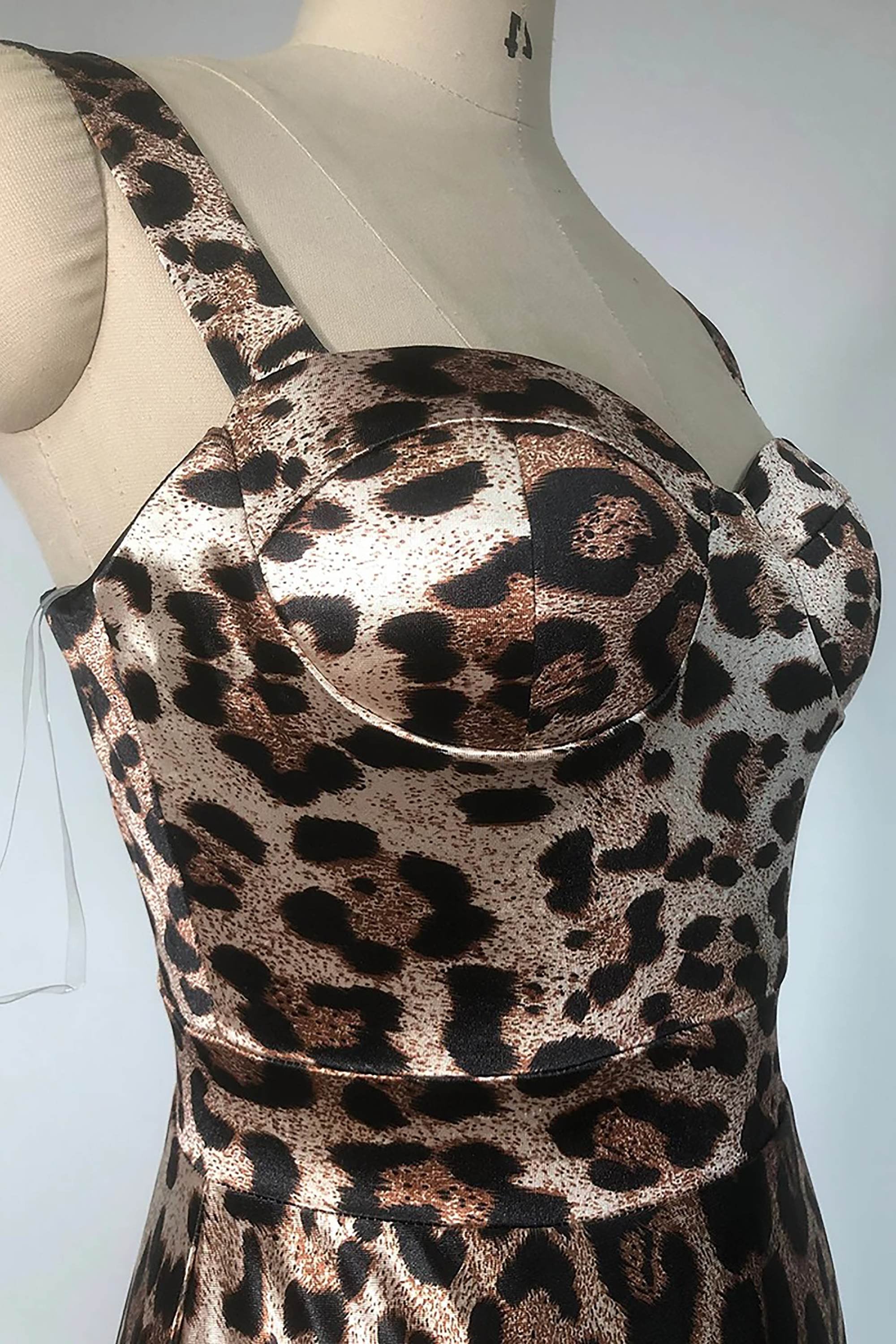 Leopard Print Sweetheart Neck Bodycon Maxi Dress Leopard / 6