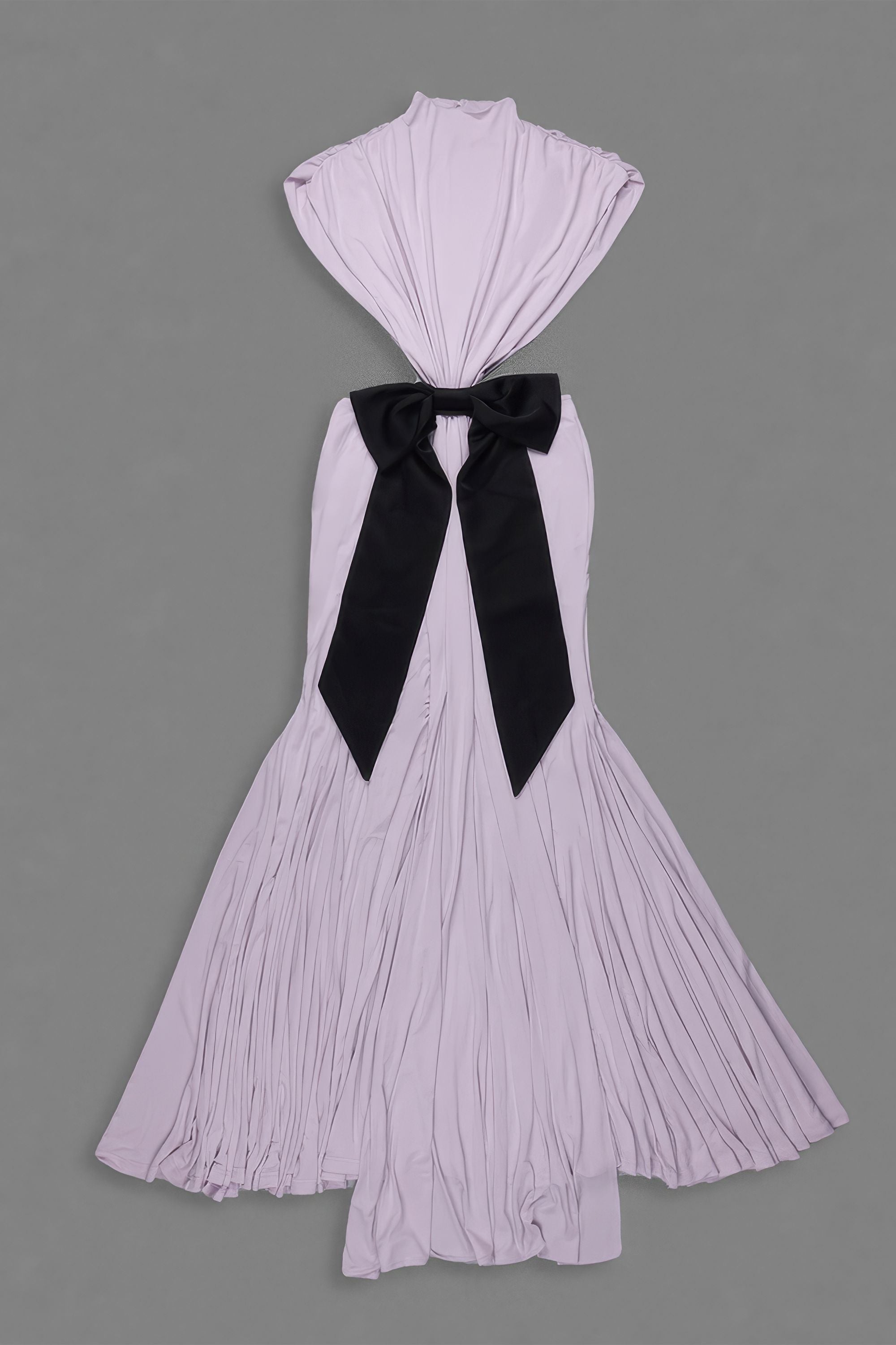 Lilac Bow High Neck Backless Mermaid Dress Dress