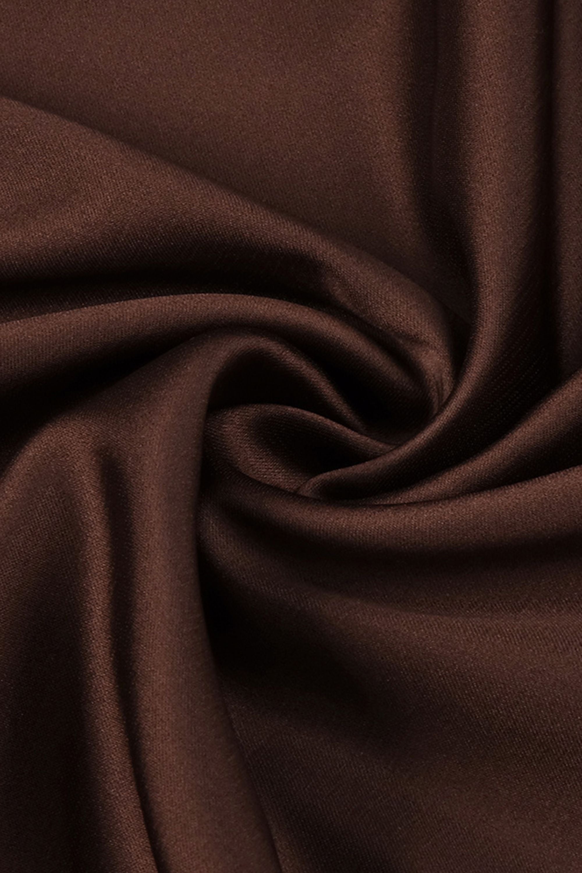 Brown Draped Satin Bustier Maxi Dress - Dress