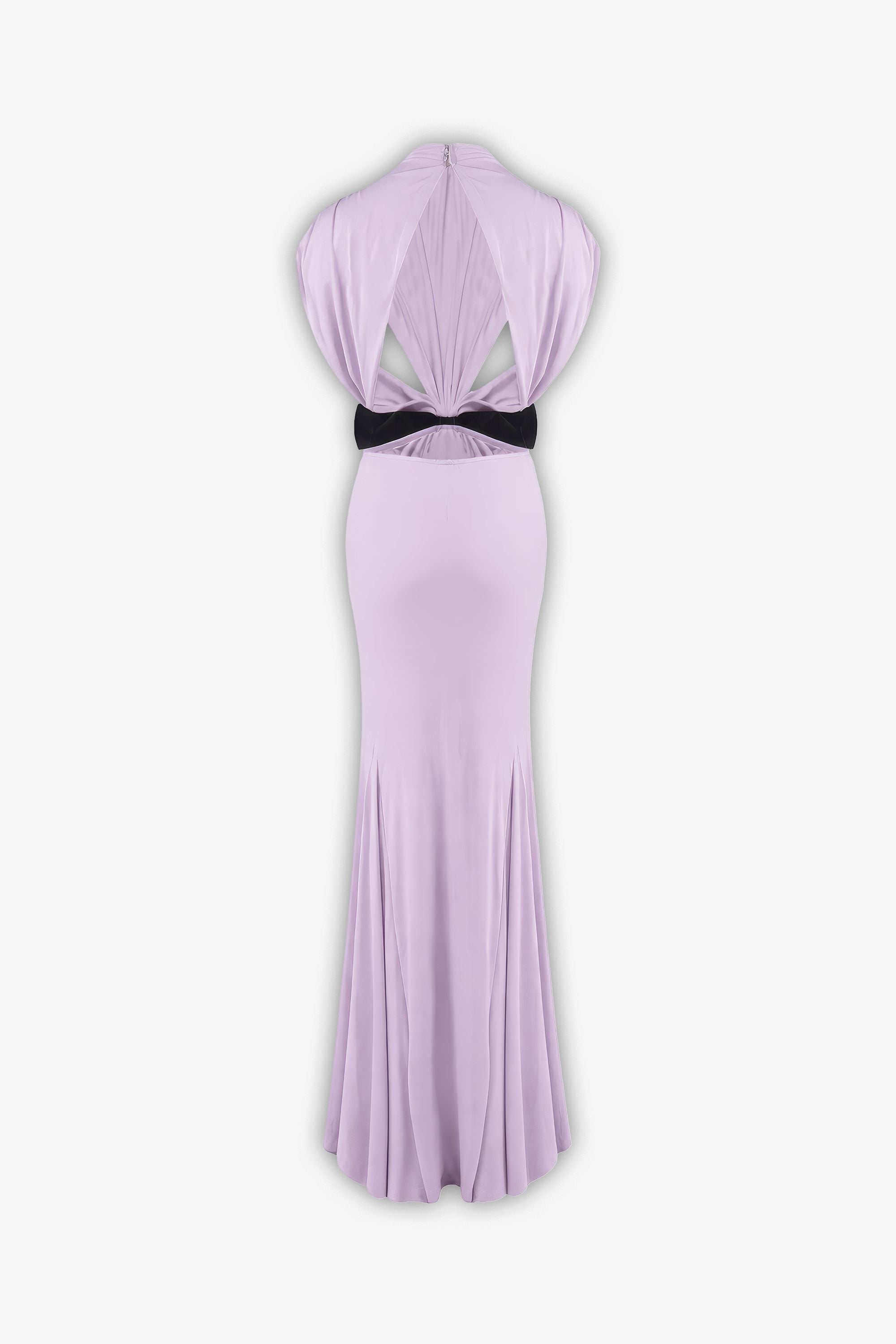 Lilac Bow High Neck Backless Mermaid Dress Dress