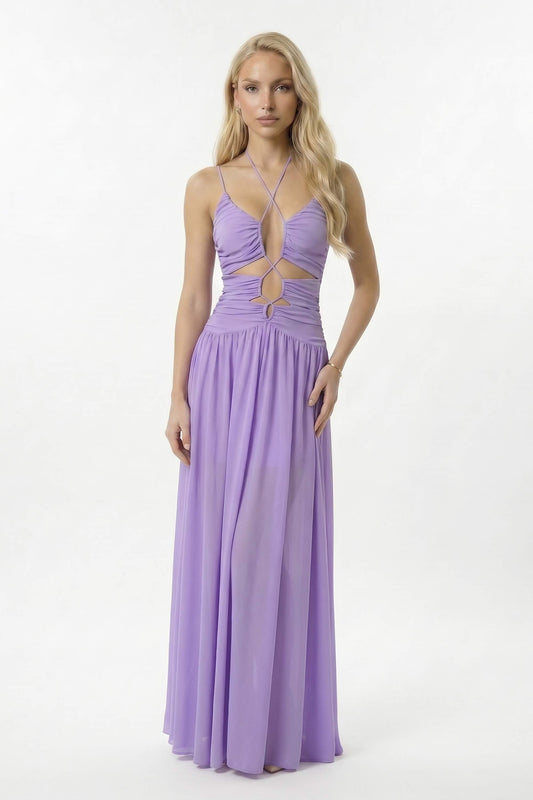 Lavender A-Line Tulle Maxi Dress