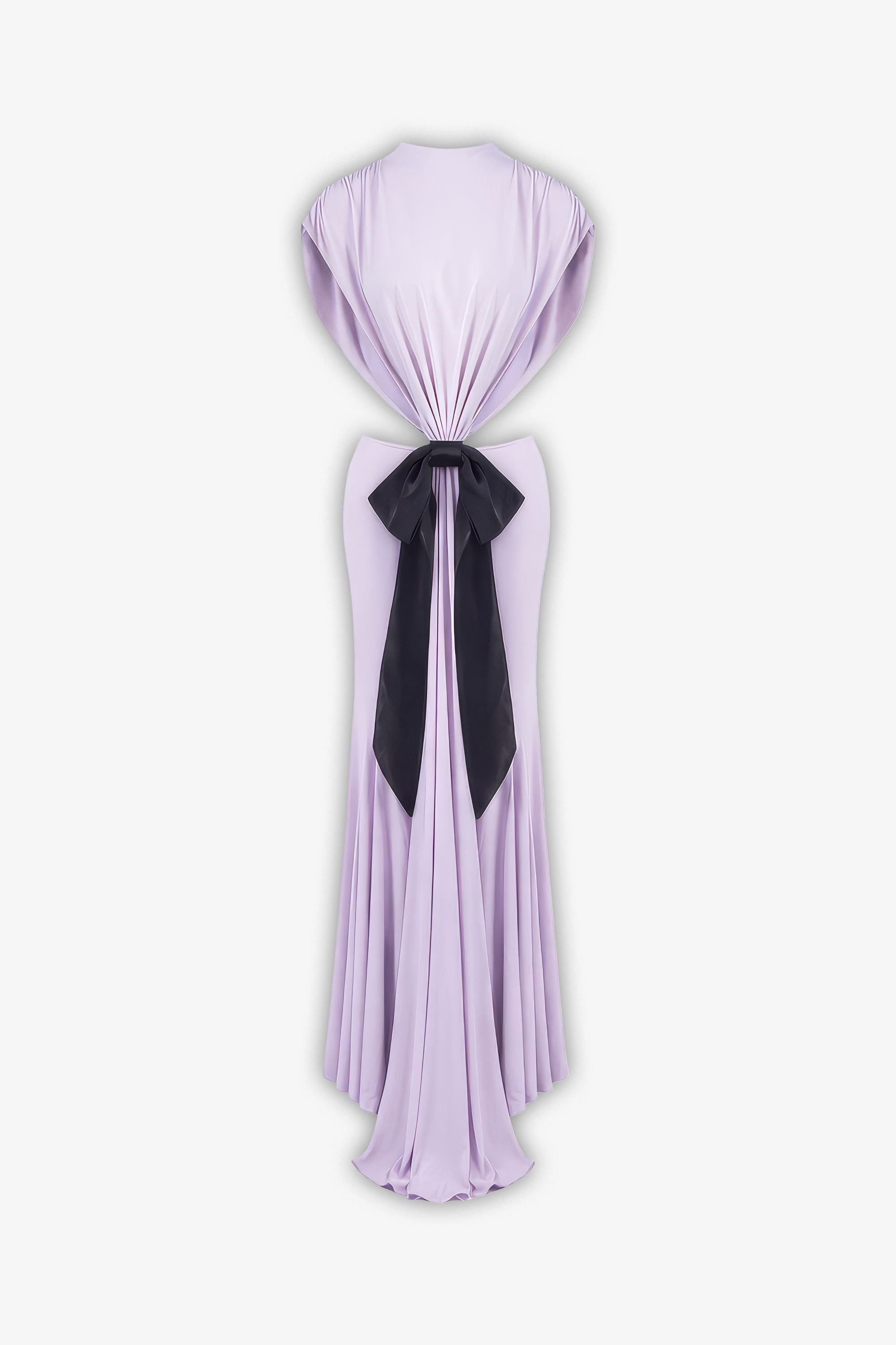 Lilac Bow High Neck Backless Mermaid Dress Dress