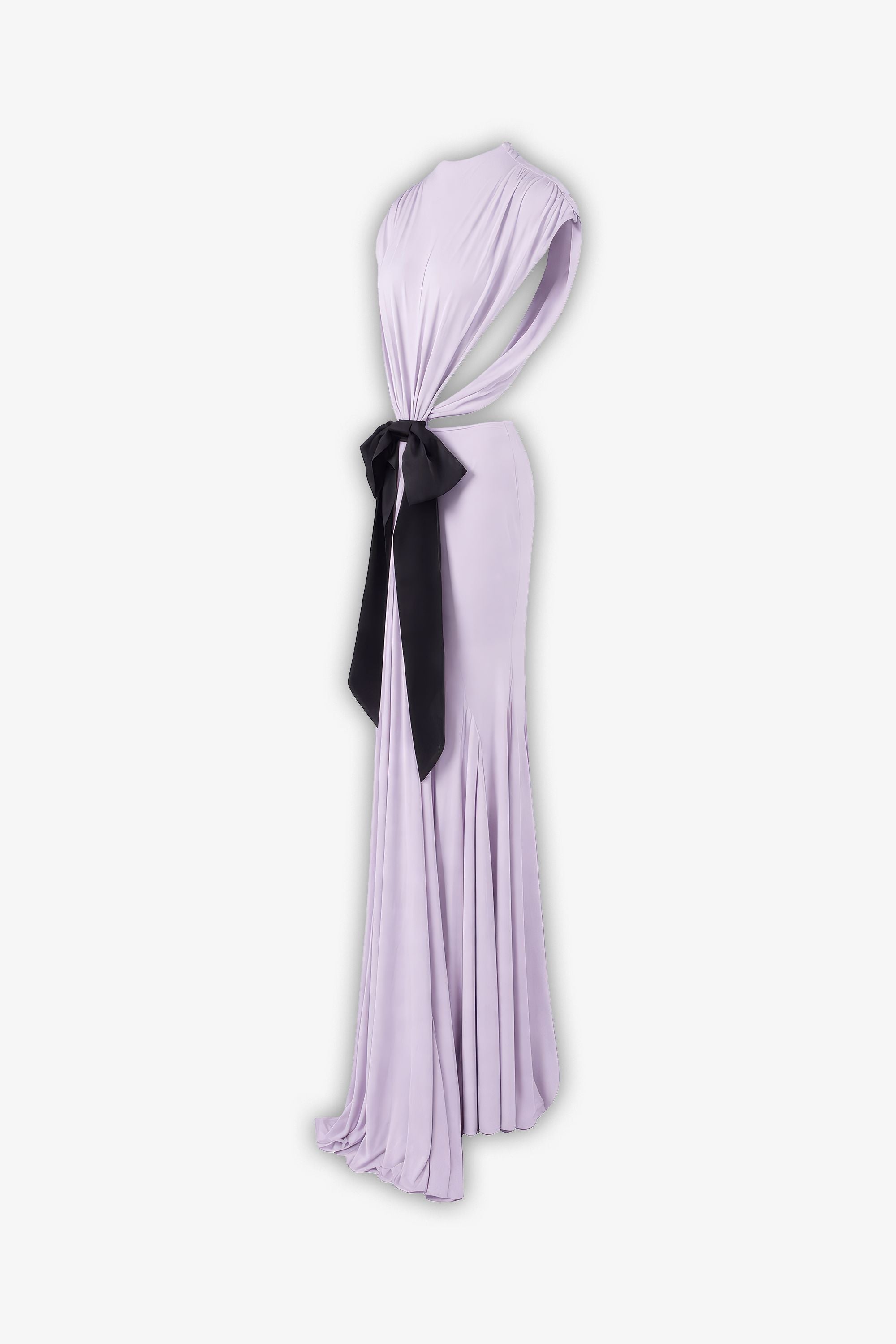 Lilac Bow High Neck Backless Mermaid Dress Dress