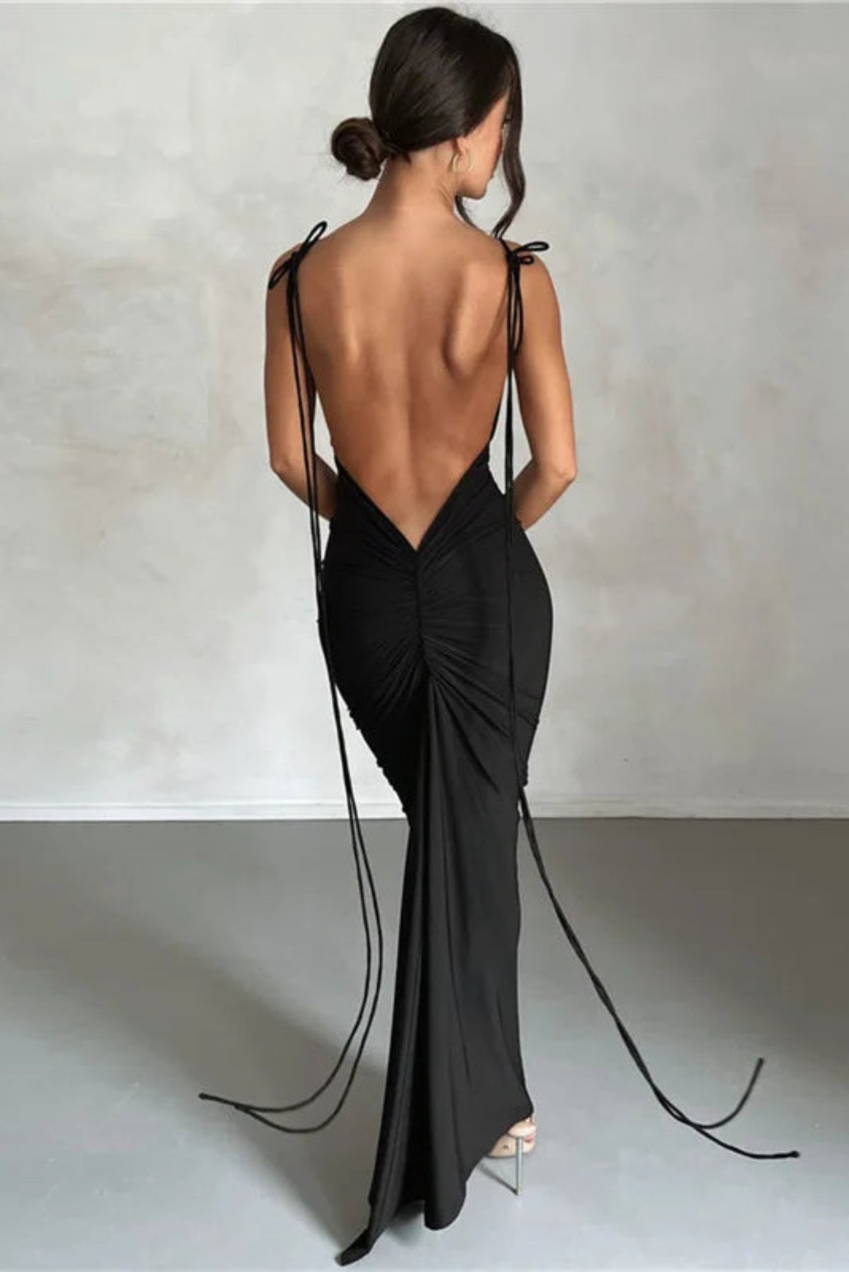 Black Low Back Long Dress