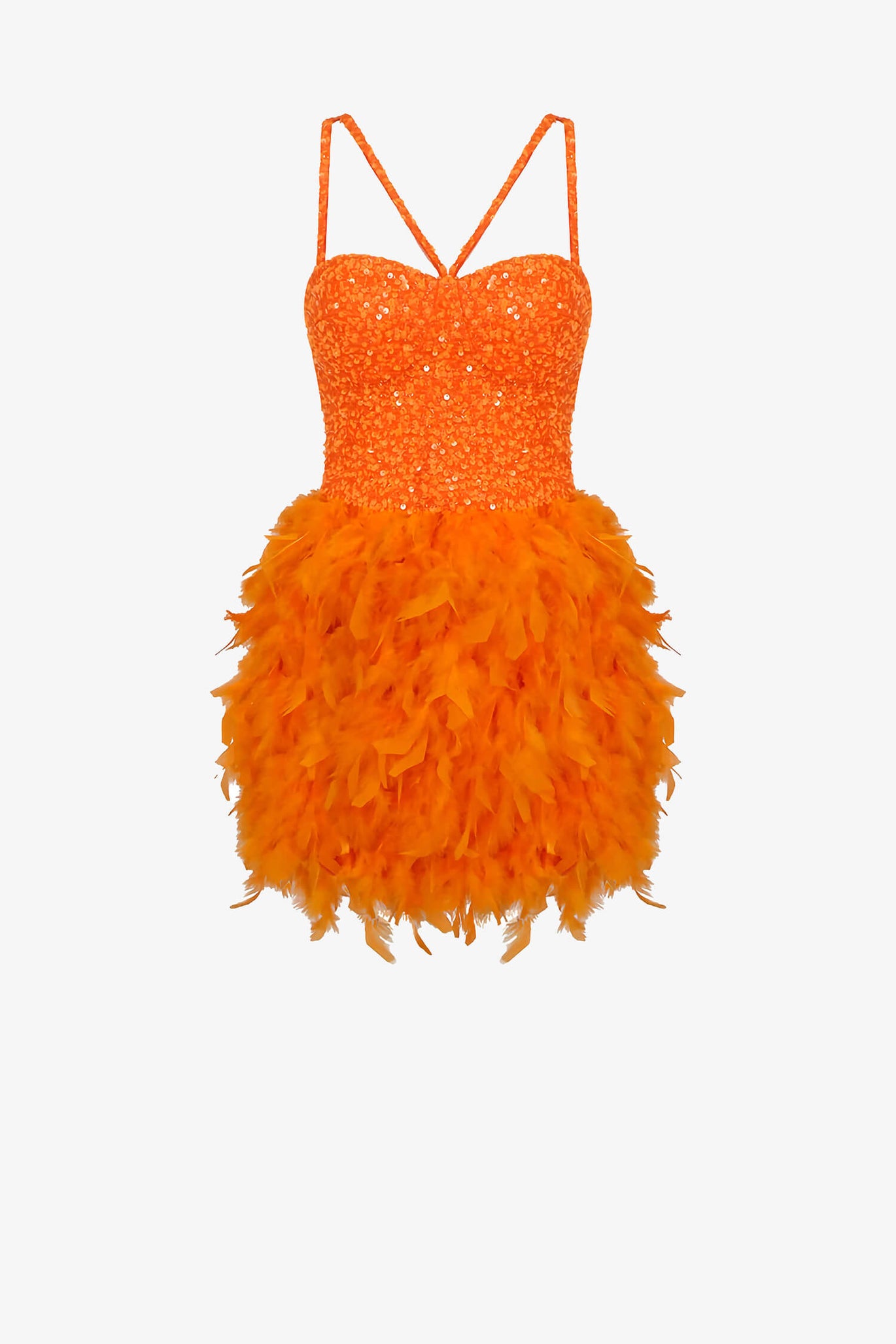 knee length dresses for ladies Bright Orange Satin Drawstring Mini Dress – STYLE US main image 0