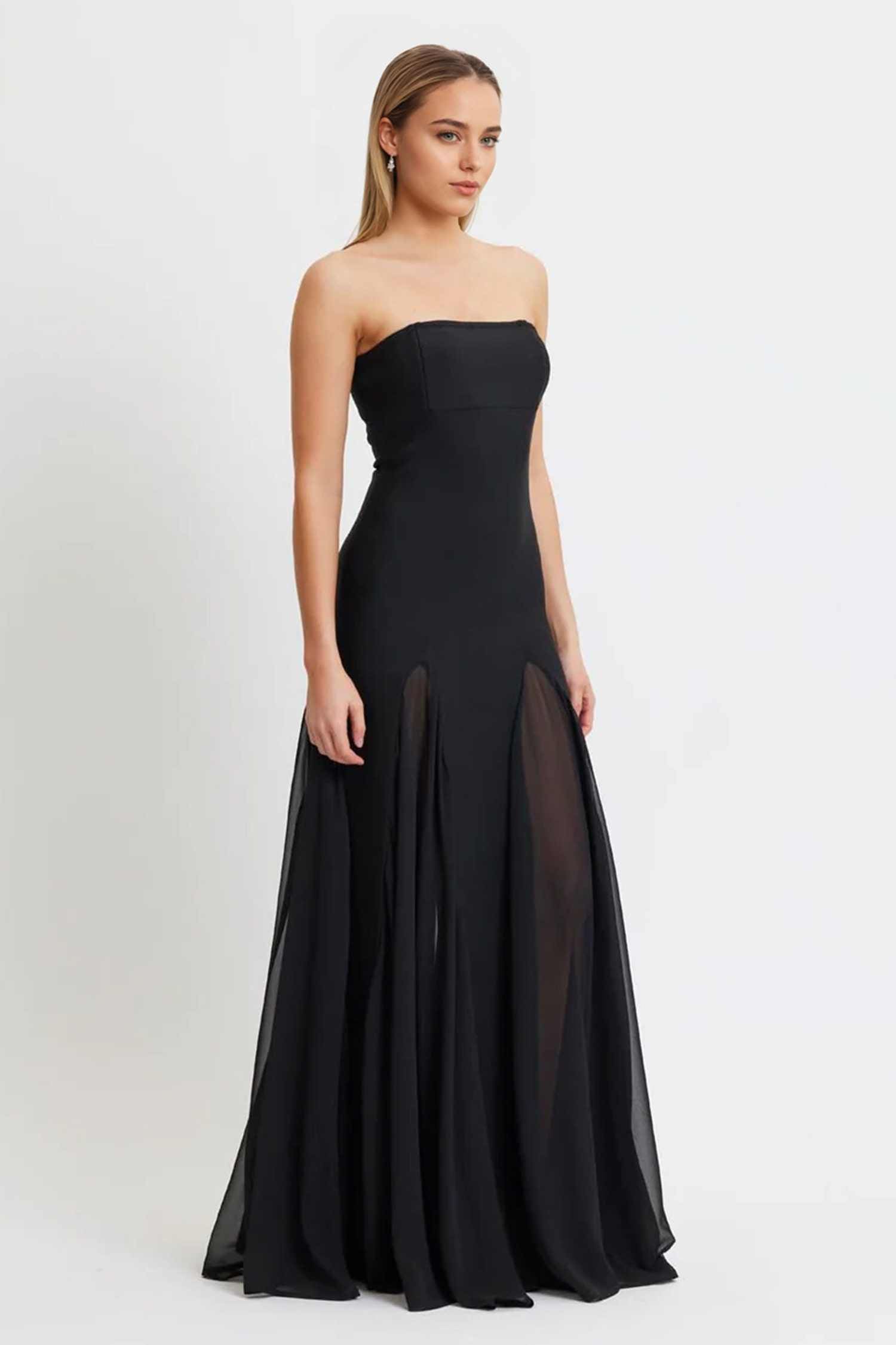 Black A-Line Strapless Bandage Maxi Dress Selene Dress Black A-Line Strapless Bandage Maxi Dress Selene Dress
