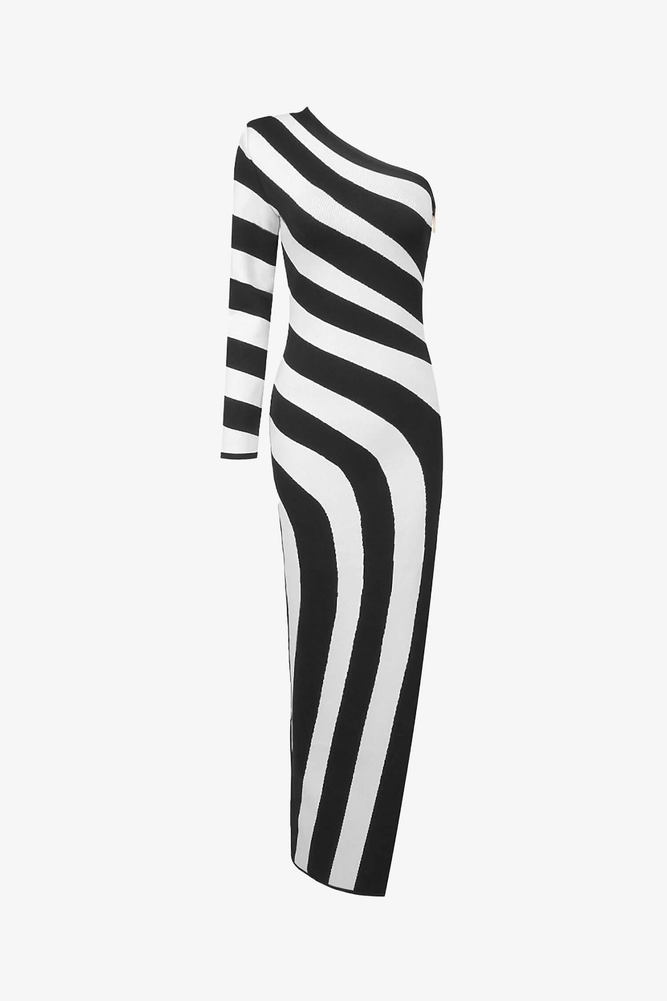 strapless open back dress One Shoulder Zebra Print Maxi Dress – ChaTheLabel main image 1