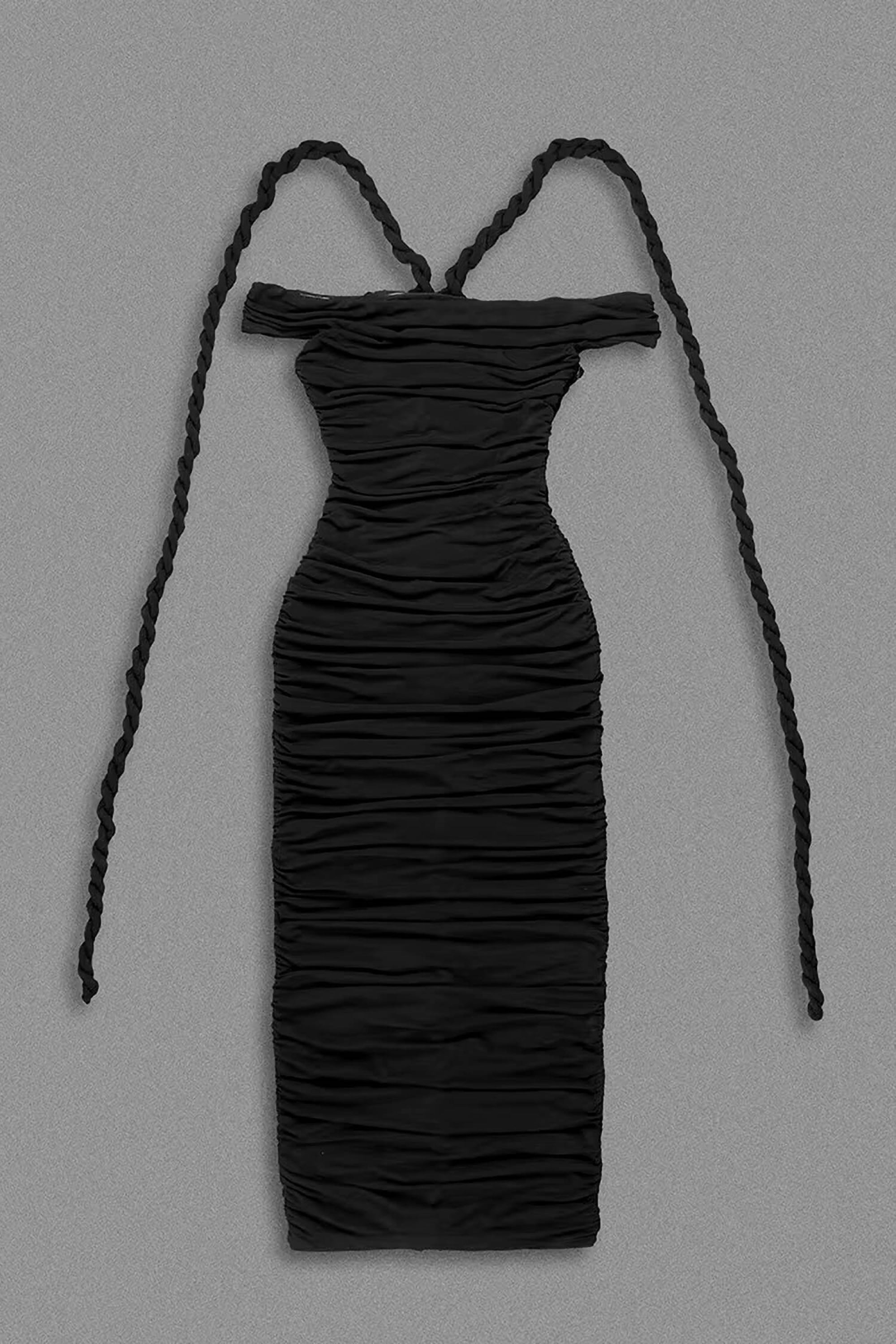 Black Bardot Bodycon Maxi Dress - Dress