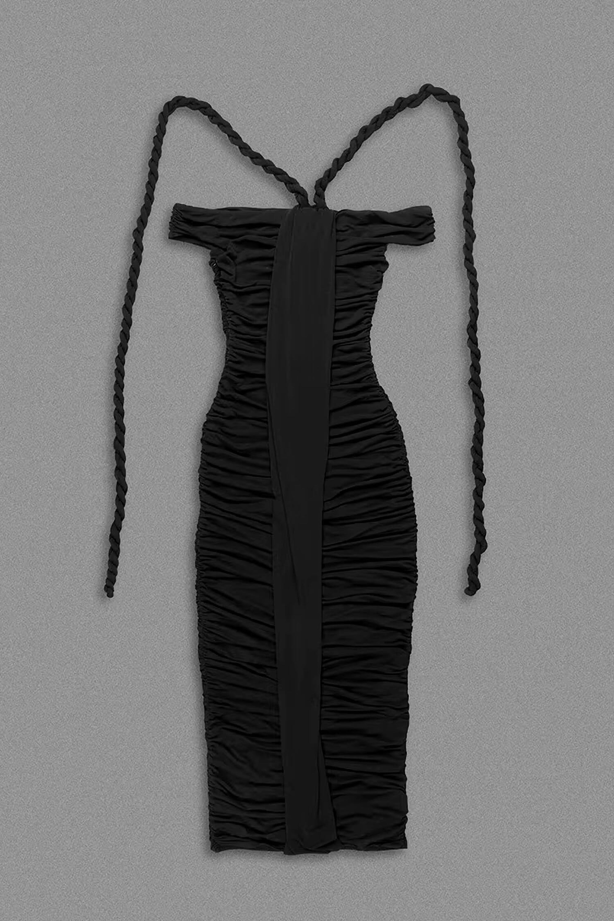Black Bardot Bodycon Maxi Dress - Dress