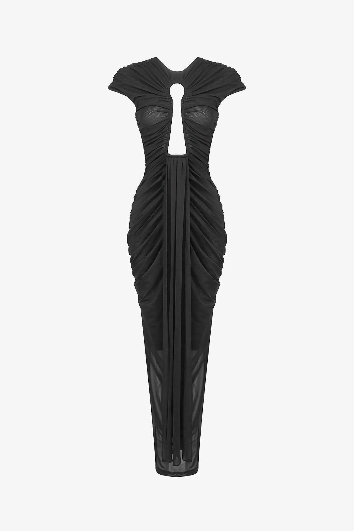 Black Cap Sleeve Cutout Maxi Dress / Xs