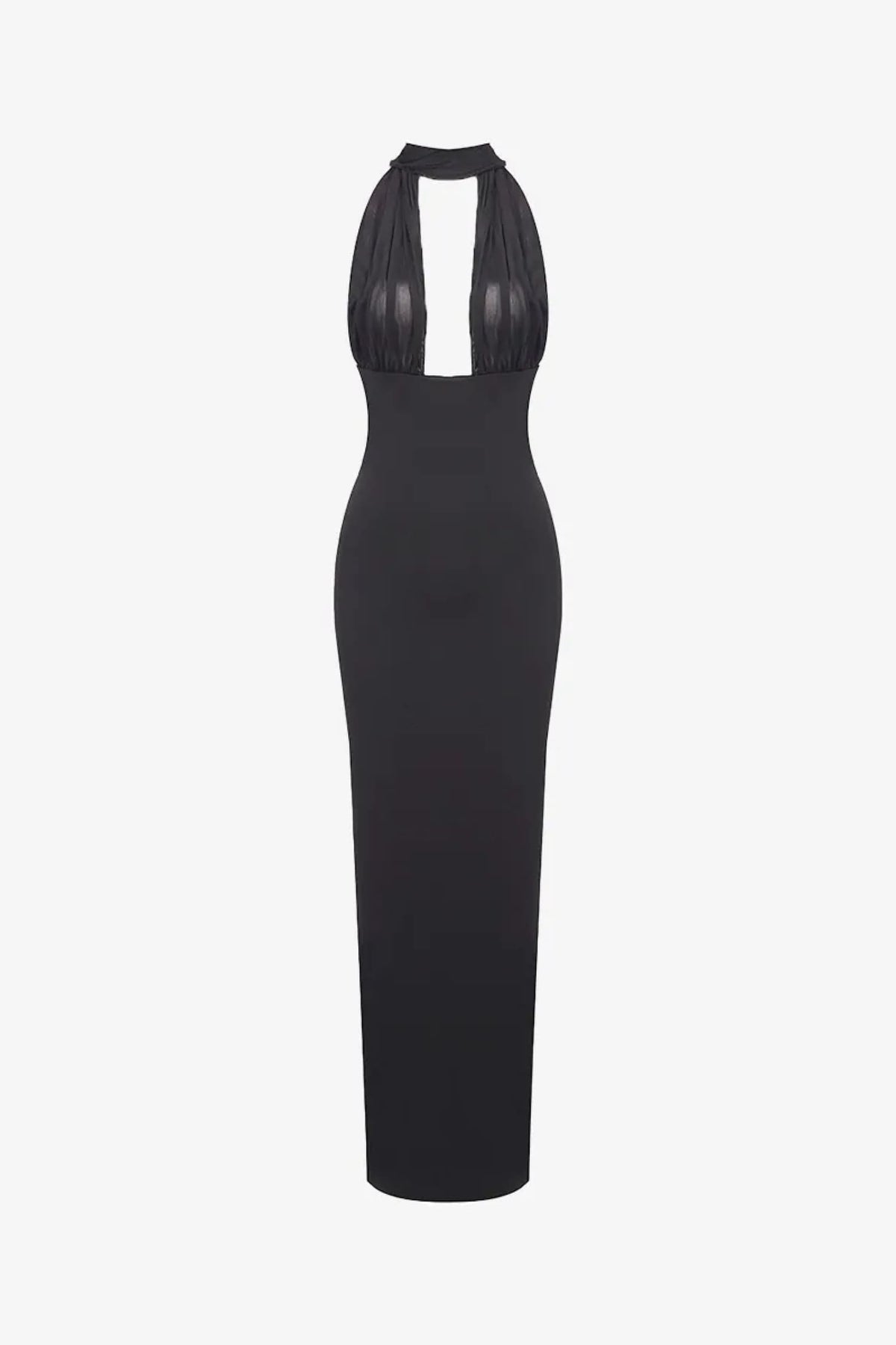 Black Halter Draped Maxi Dress / Xs
