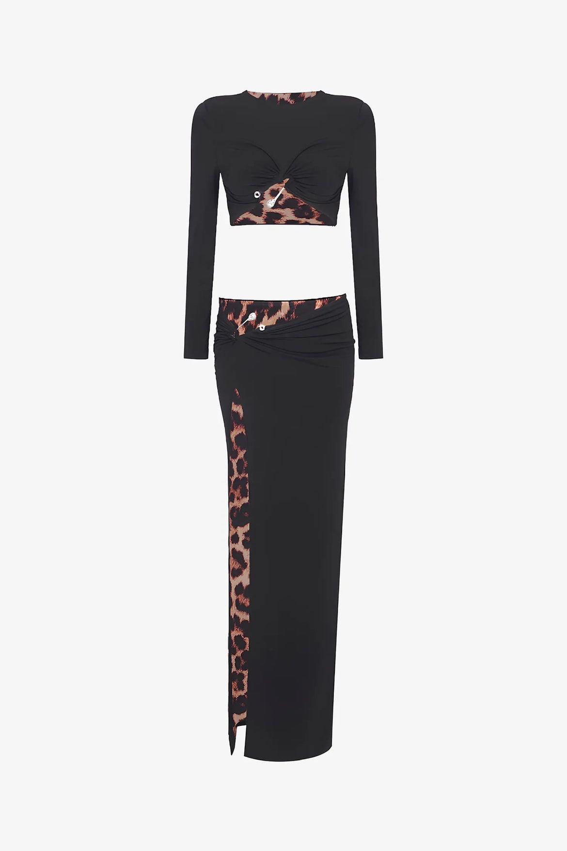 BLACK LEOPARD FITTED DRESS