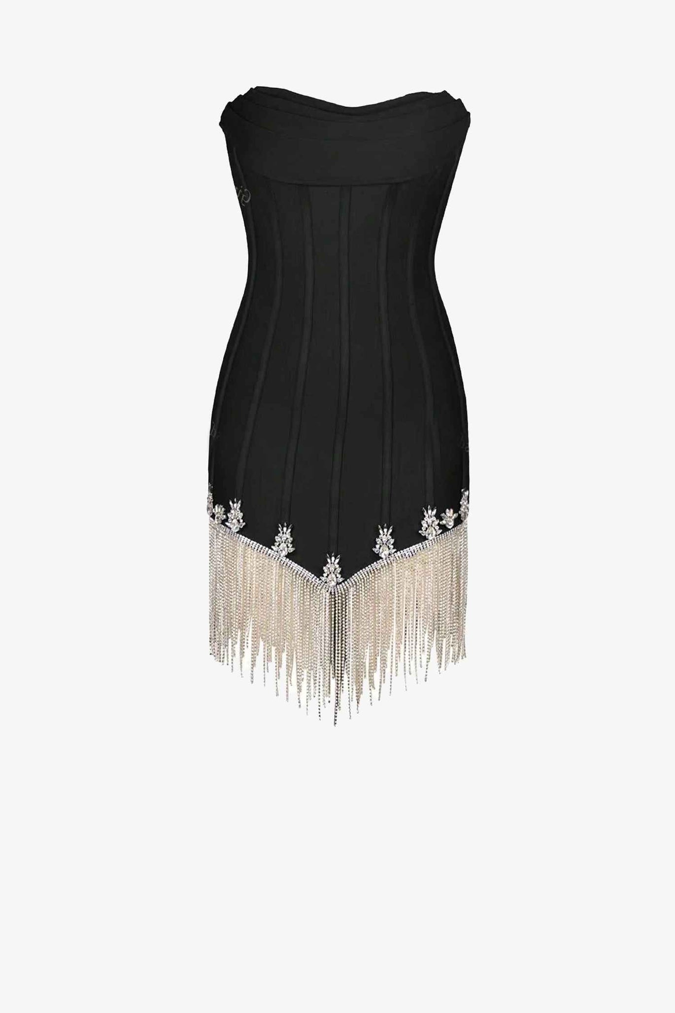 knee length dresses for ladies Dancing Babe Strapless Rhinestone Fishnet Mini Dress