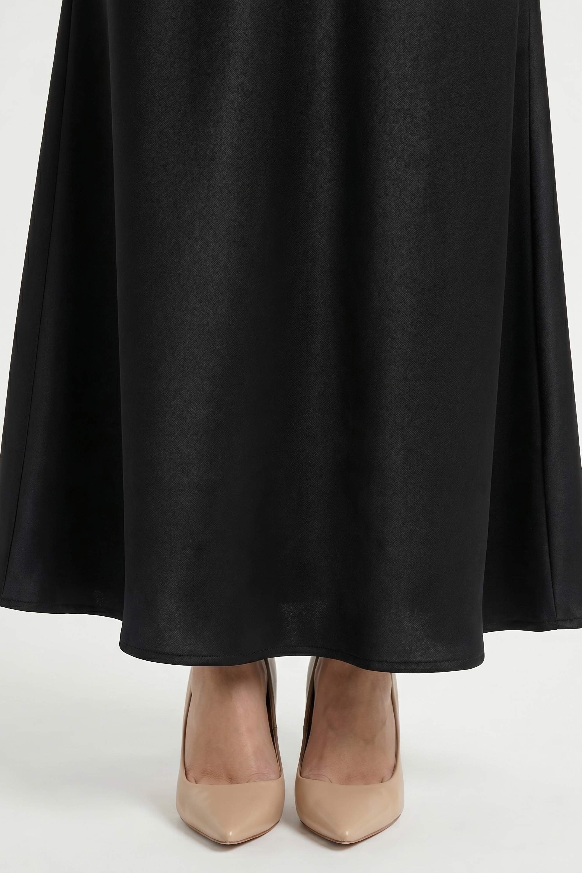 Black Satin Rhinestone Back Maxi Dress - Dress