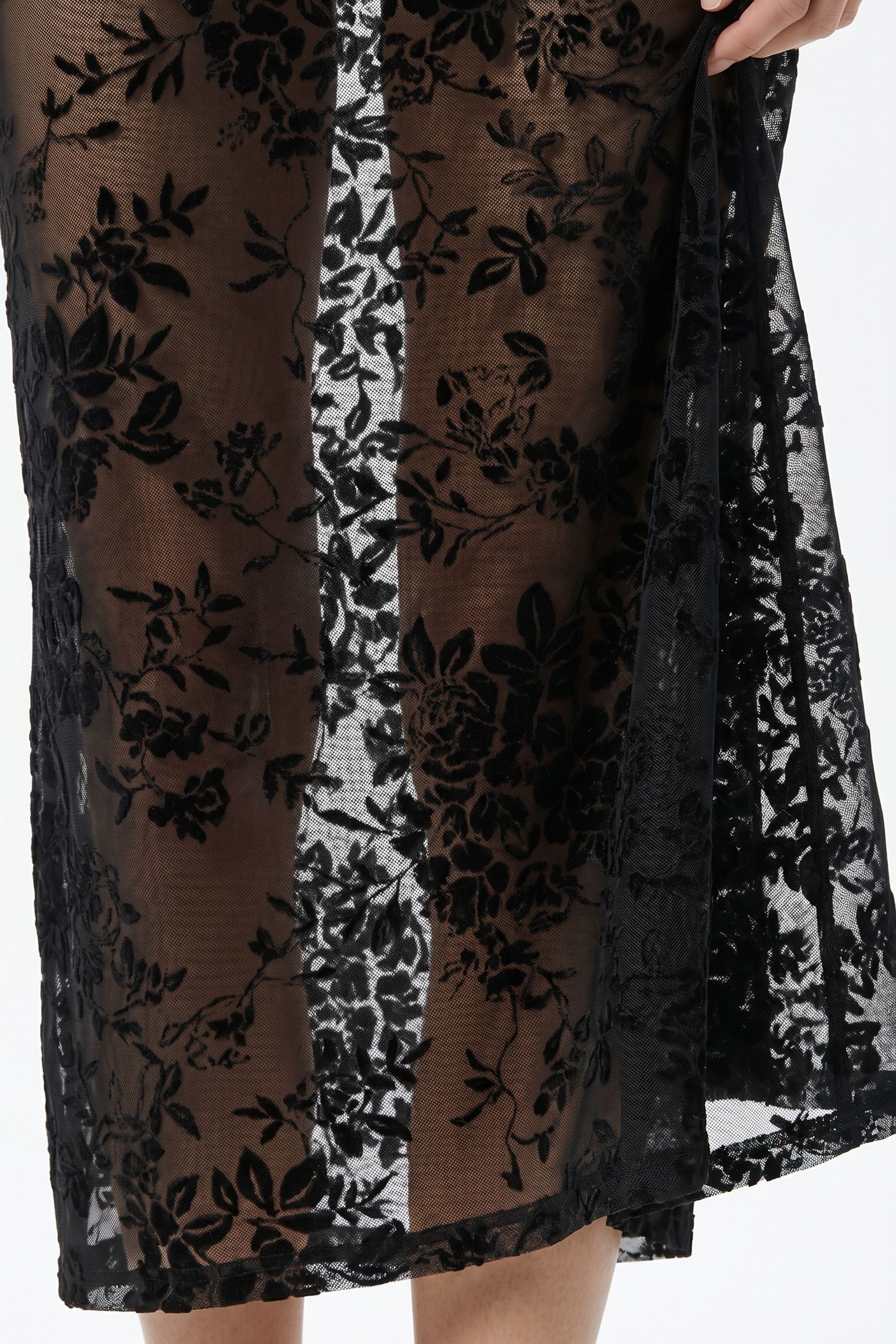 Black Sheer Floral Mesh Backless Maxi Dress Selene Dress Black Sheer Floral Mesh Backless Maxi Dress Selene Dress