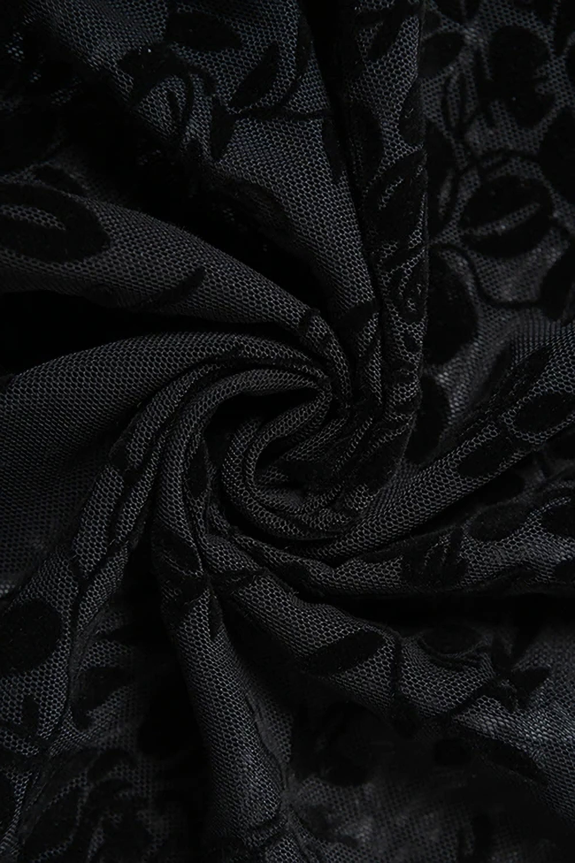 Black Sheer Floral Mesh Backless Maxi Dress - Dress