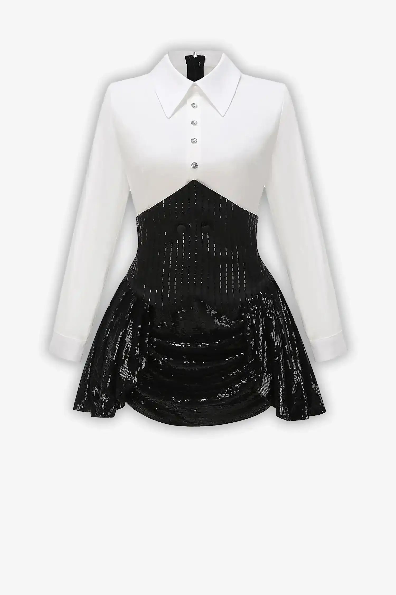Black & White Sequin Tuxedo Mini Dress Dress