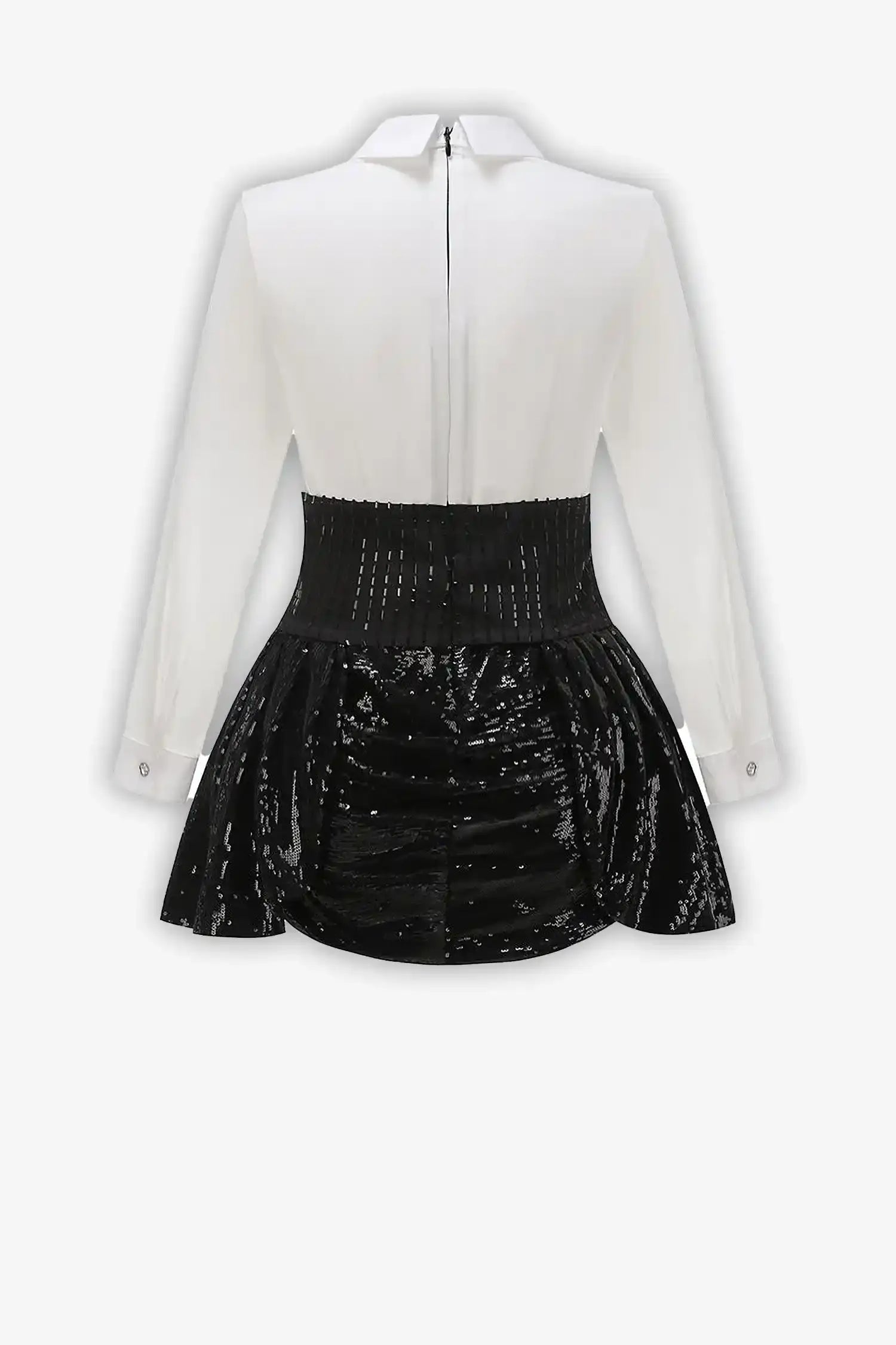 Black & White Sequin Tuxedo Mini Dress Dress
