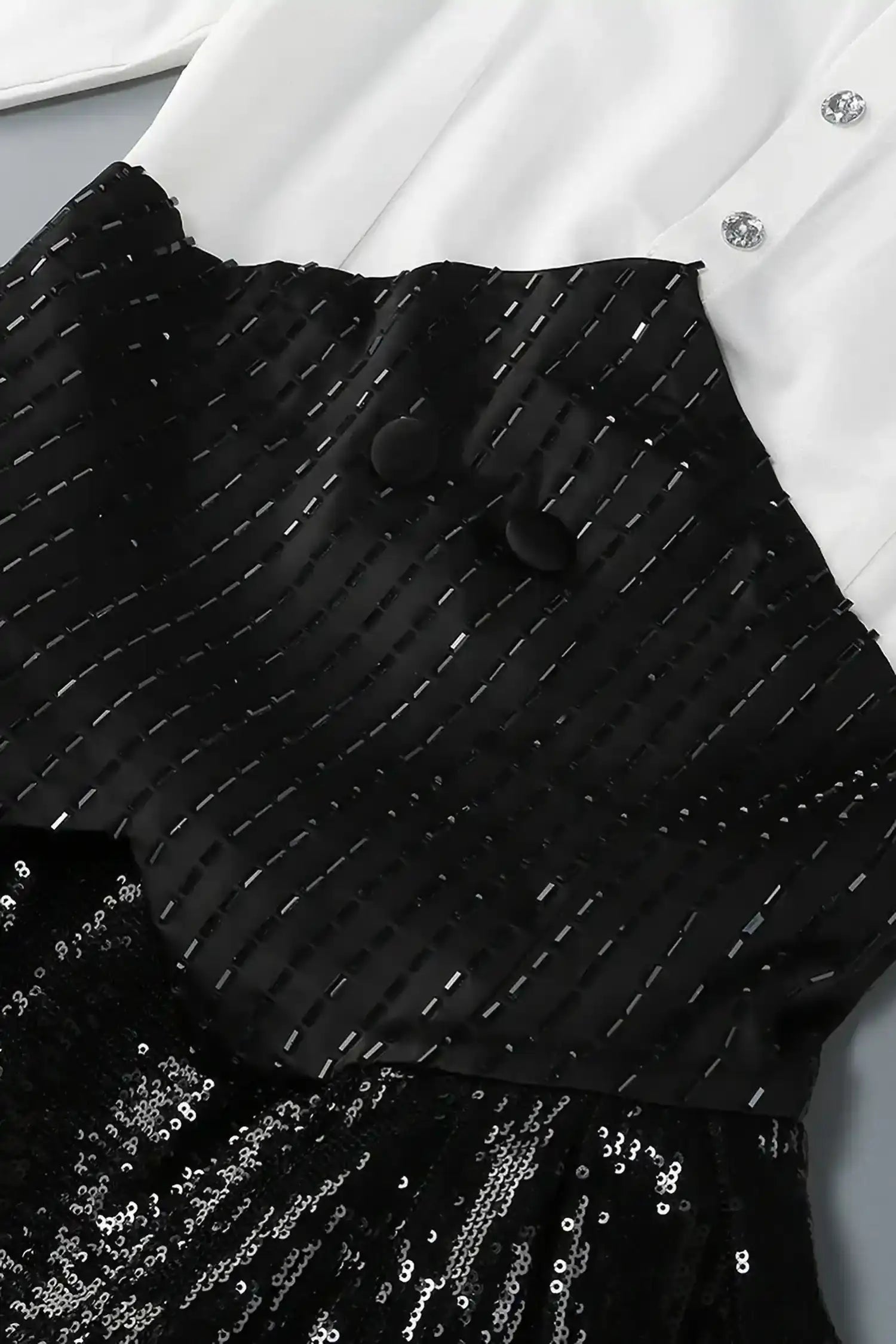 Black & White Sequin Tuxedo Mini Dress Dress