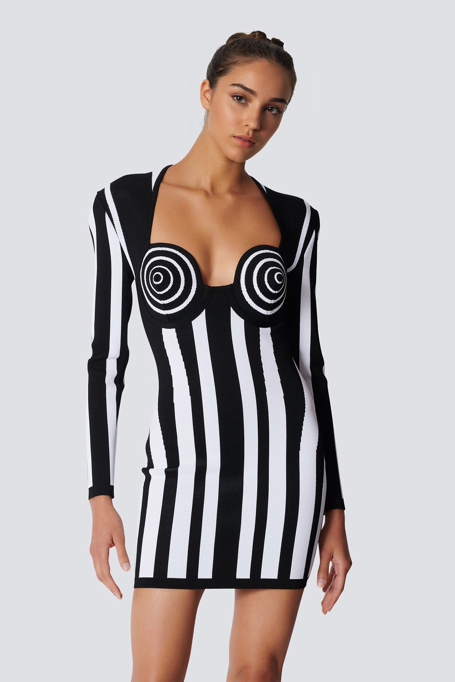 Black & White Striped Long Sleeve Knit Mini Dress Black & White / 10 Black & White Striped Long Sleeve Knit Mini Dress Black & White / 10