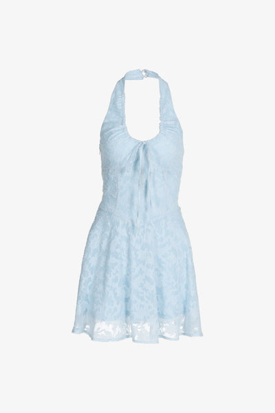 Blue Halter Lace Skater Dress – Selene Dress